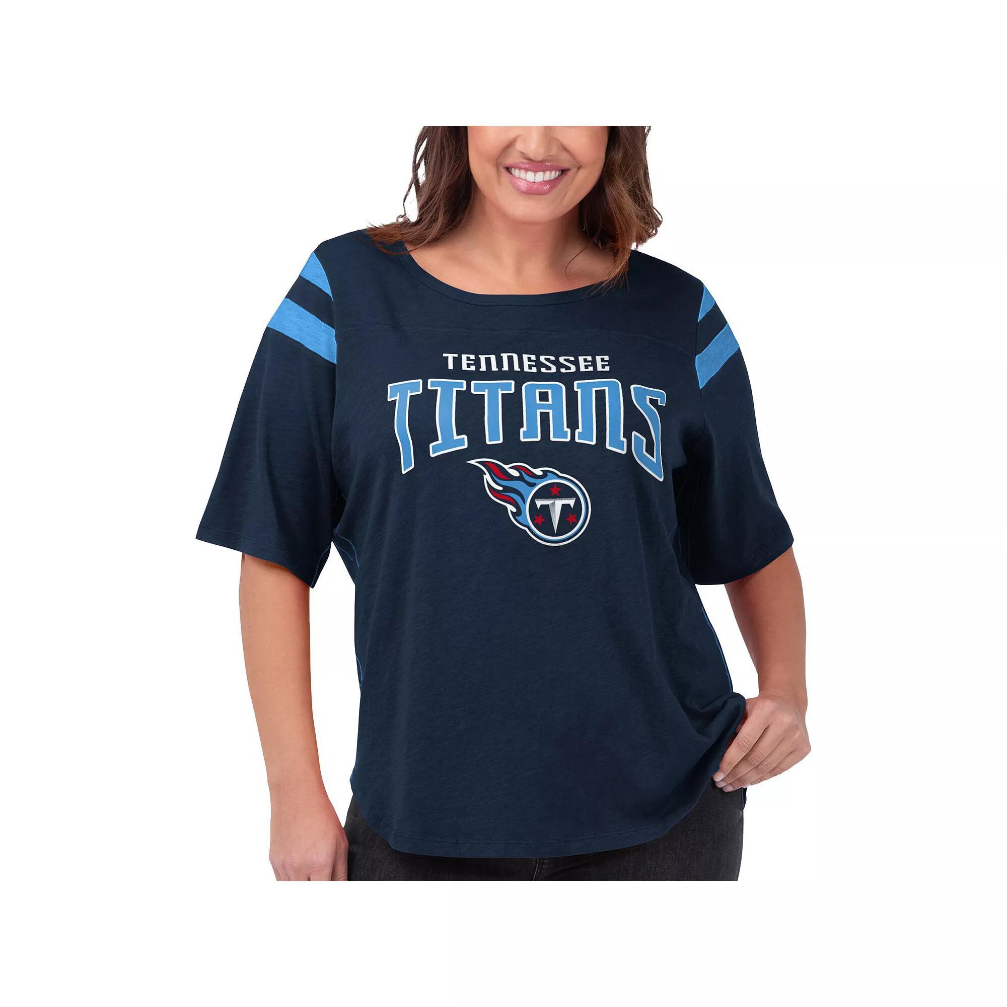 Women's G-III 4Her by Carl Banks Navy Tennessee Titans Plus Size Linebacker T-Shirt, Size: 4XL, Blue Product Image