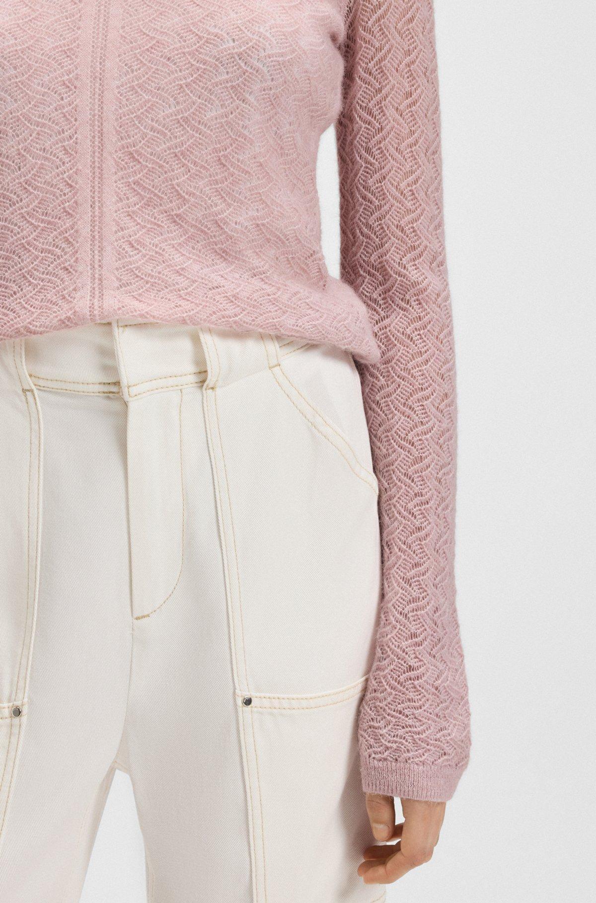 Fine-gauge sweater with knitted structure Product Image