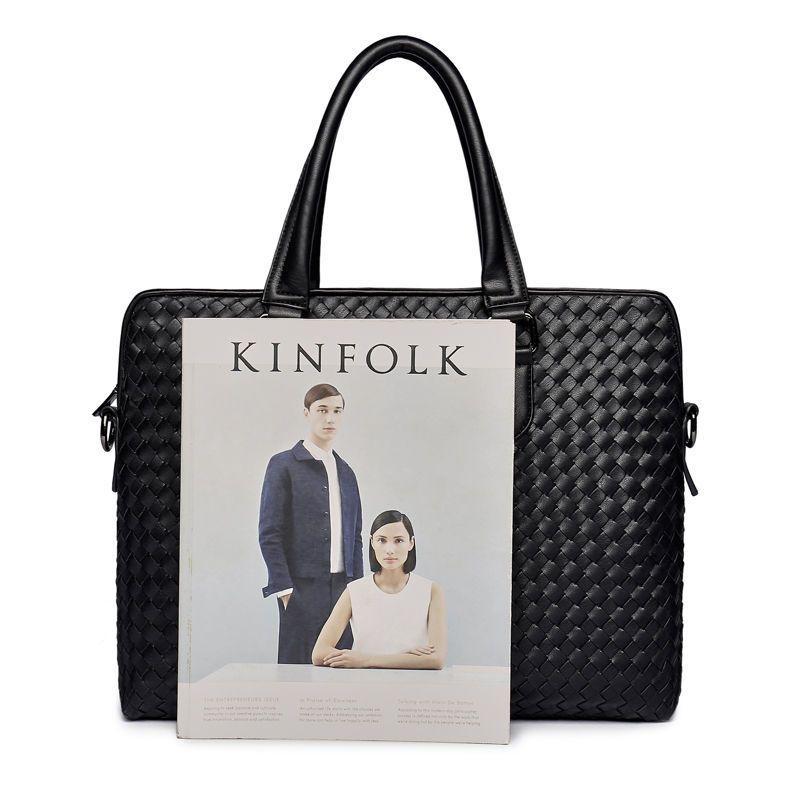 Woven Faux Leather Briefcase Product Image