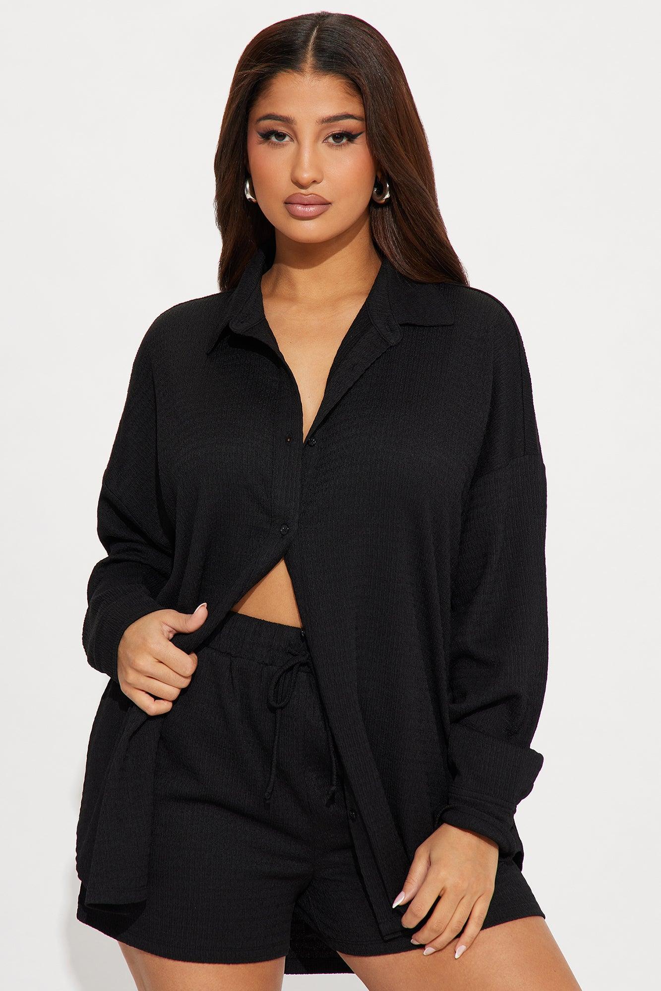 Bethany Textured Short Set - Black Product Image