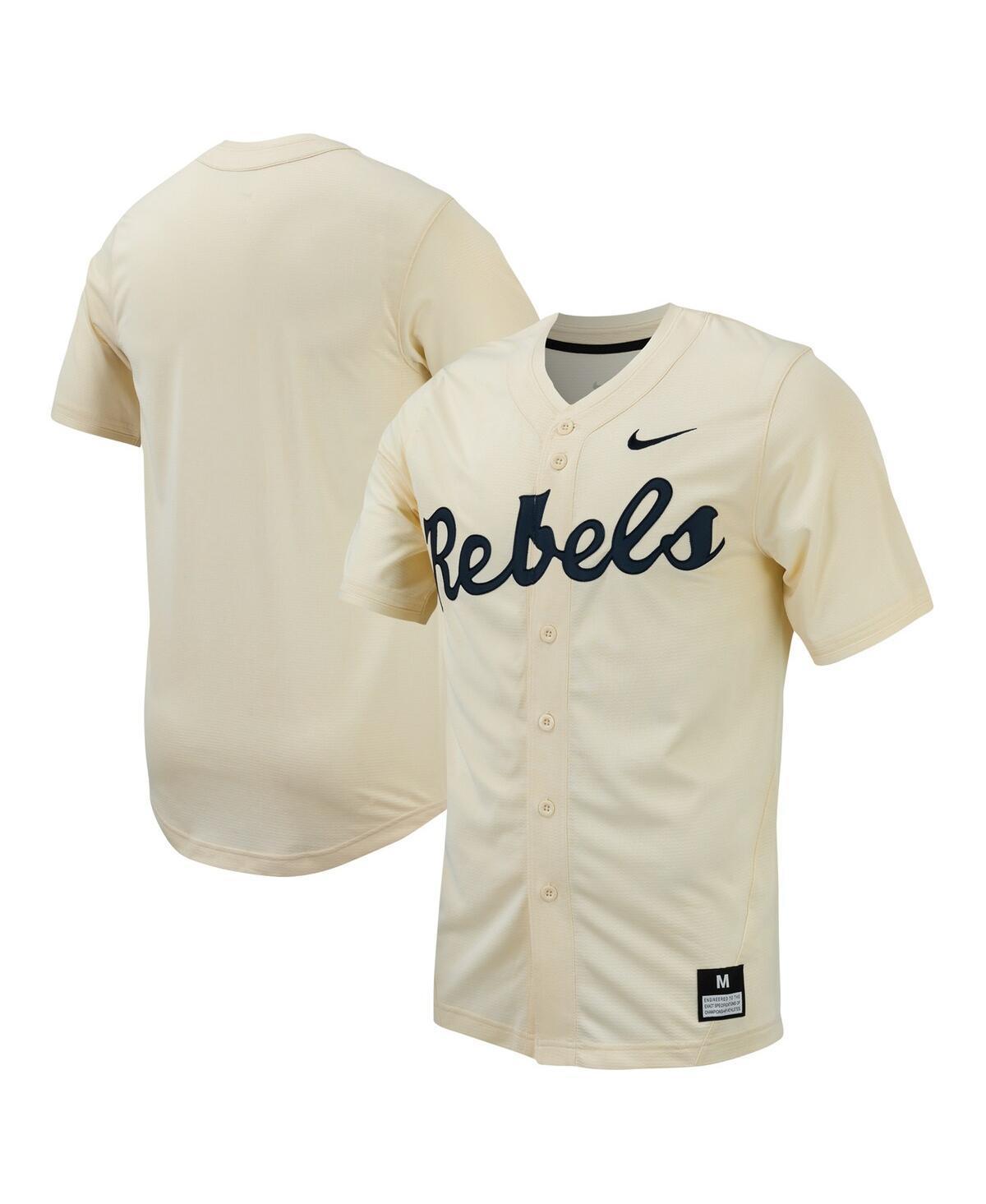 Mens Nike Cream Ole Miss Rebels Replica Full-Button Baseball Jersey Product Image