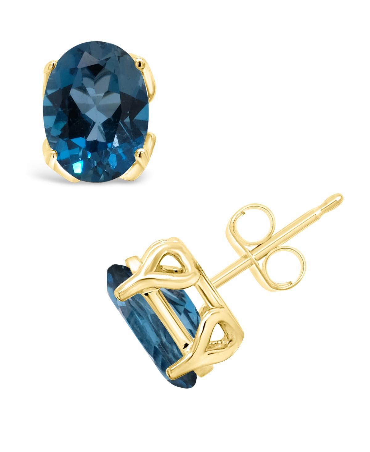 Alyson Layne 14k Gold Oval Sky Blue Topaz Stud Earrings, Women's Product Image