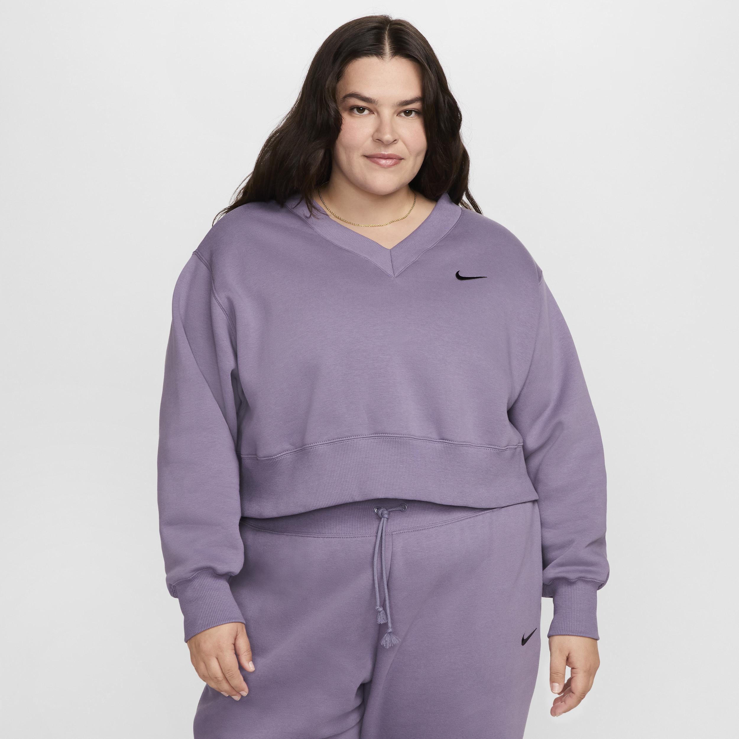 Nike Sportswear Phoenix Fleece Women's Oversized Cropped V-Neck Top (Plus Size) Product Image