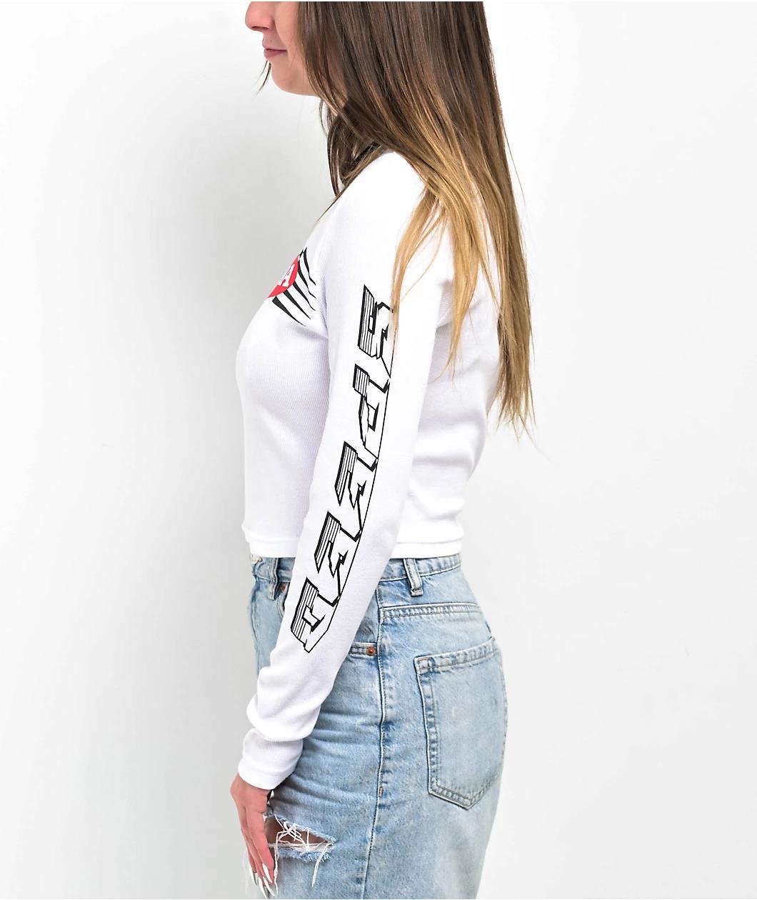 JT Racing x Honda Nitro Speed White Long Sleeve Crop T-Shirt  Product Image