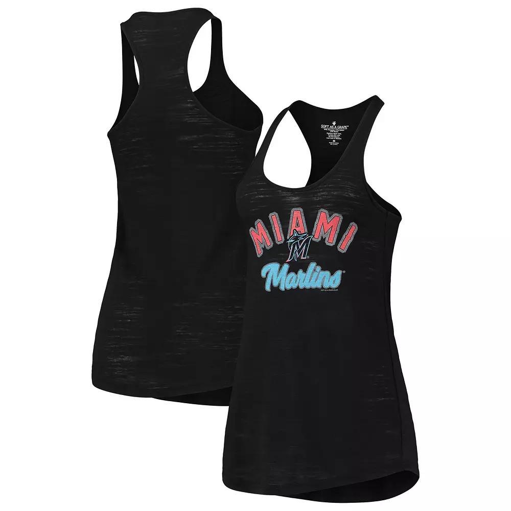 Women's Soft as a Grape Black Miami Marlins Multi-Count Tri-Blend Tank Top, Size: XL Product Image