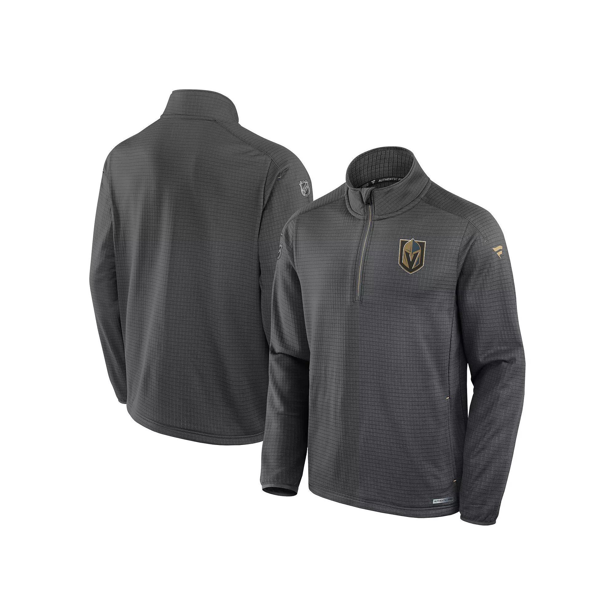 Men's Fanatics Gray Vegas Golden Knights Authentic Pro Rink Quarter-Zip Jacket,  Product Image