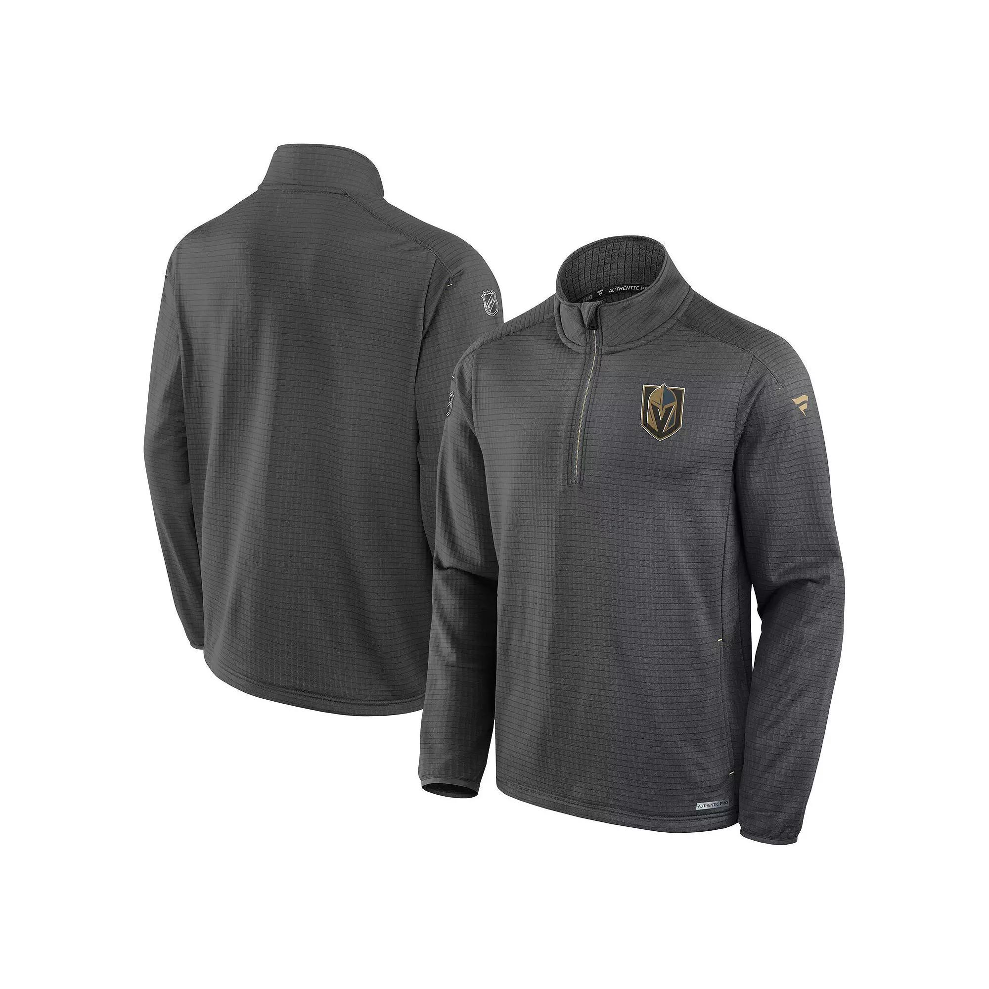 Men's Fanatics Gray Vegas Golden Knights Authentic Pro Rink Quarter-Zip Jacket,  Product Image