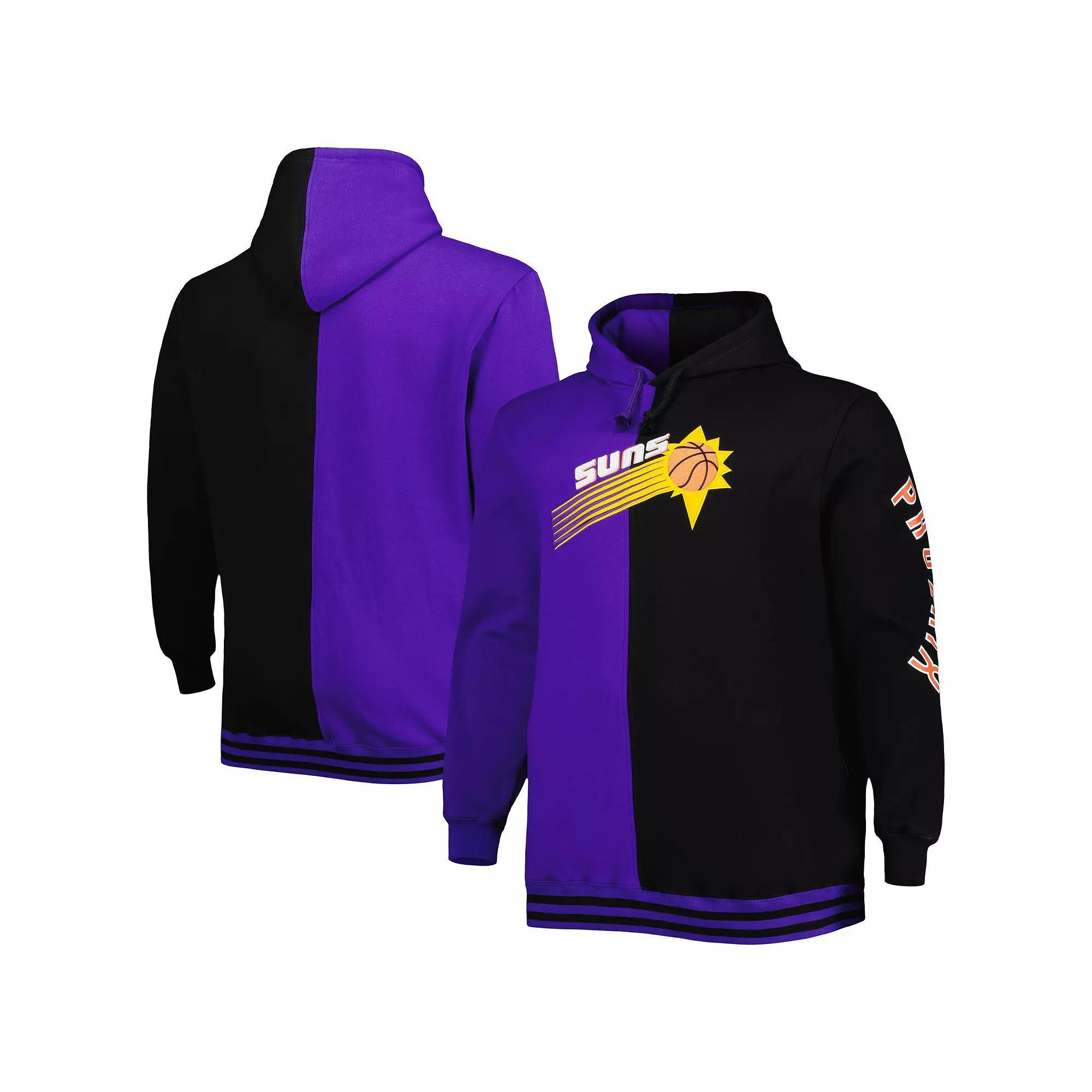 Men's Mitchell & Ness Purple/Black Phoenix Suns Big & Tall Hardwood Classics Split Pullover Hoodie,  Product Image