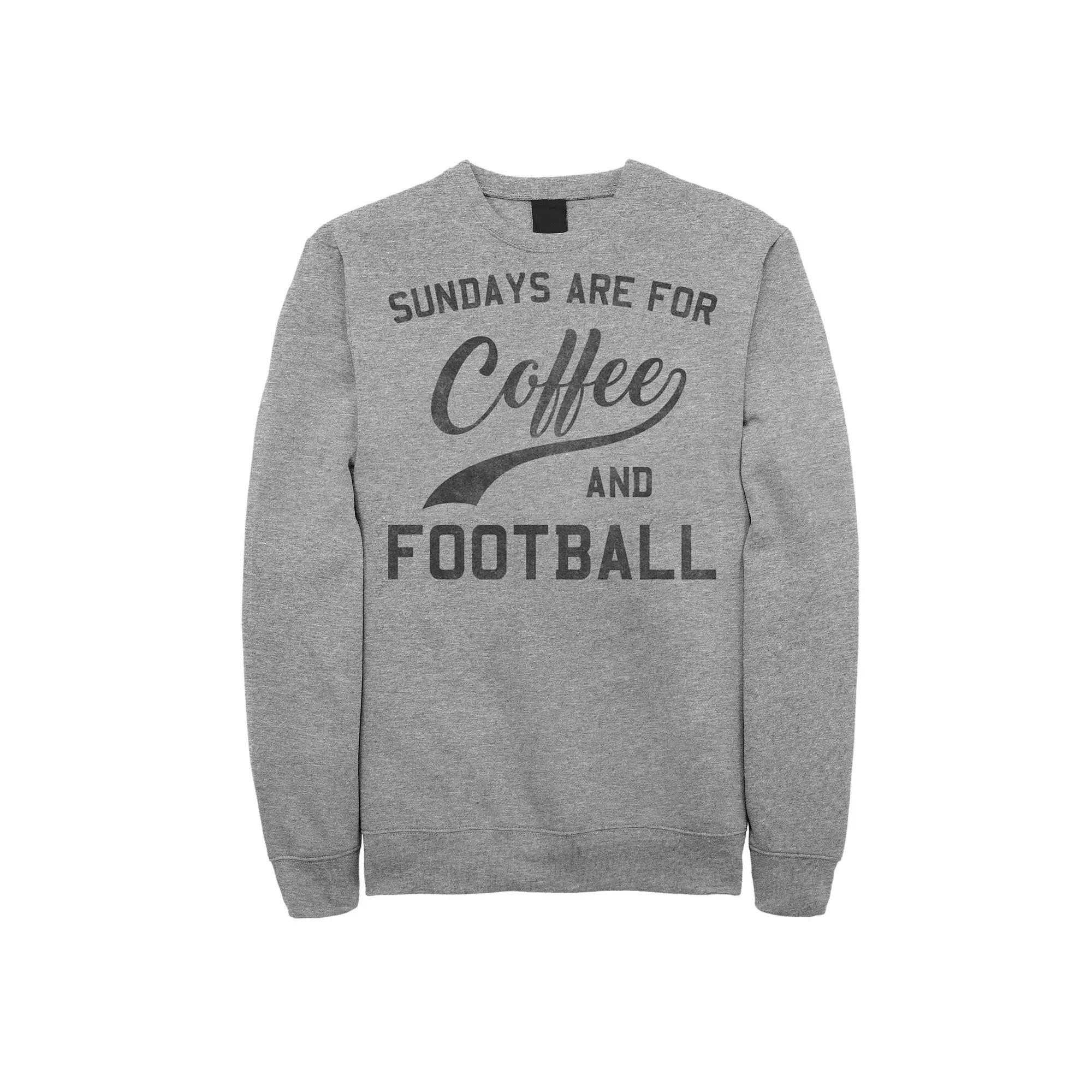 Men's Sundays Are For Coffee And Football Text Graphic Fleece Pullover,  Product Image