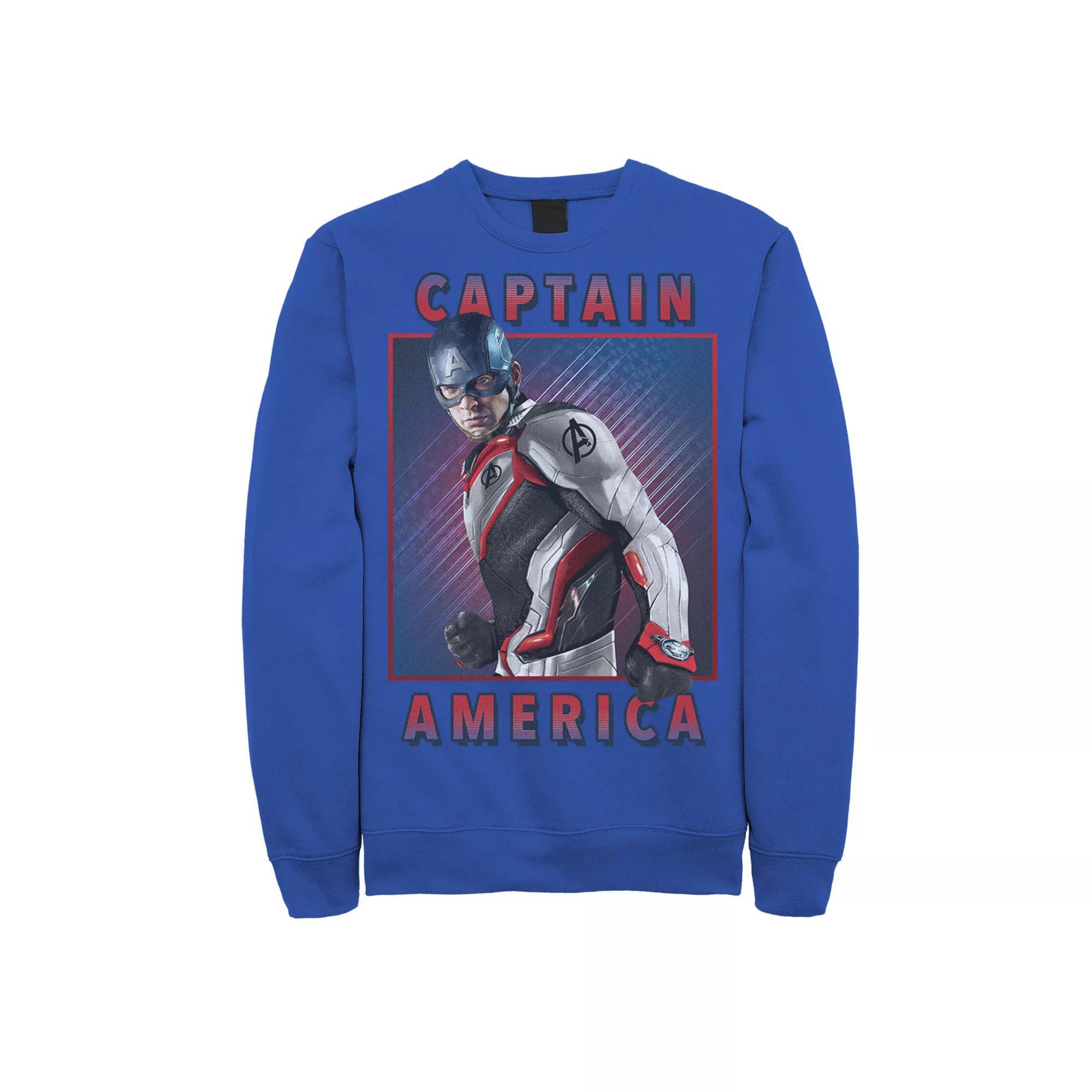 Men's Marvel Avengers Endgame Captain America Solo Graphic Fleece Pullover, Size: Small, Royal Product Image