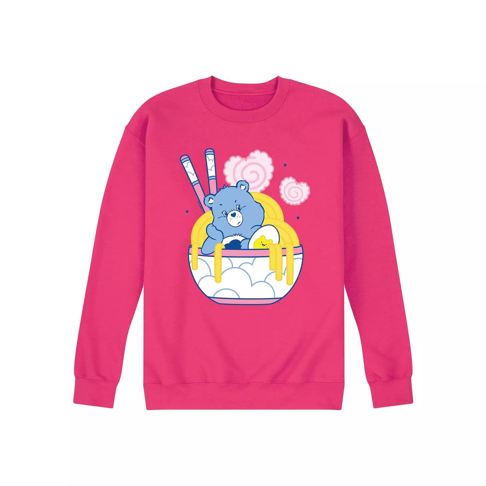 Men's Care Bears Grumpy Ramen Bowl Fleece Sweatshirt, Size: Medium, Pink Product Image