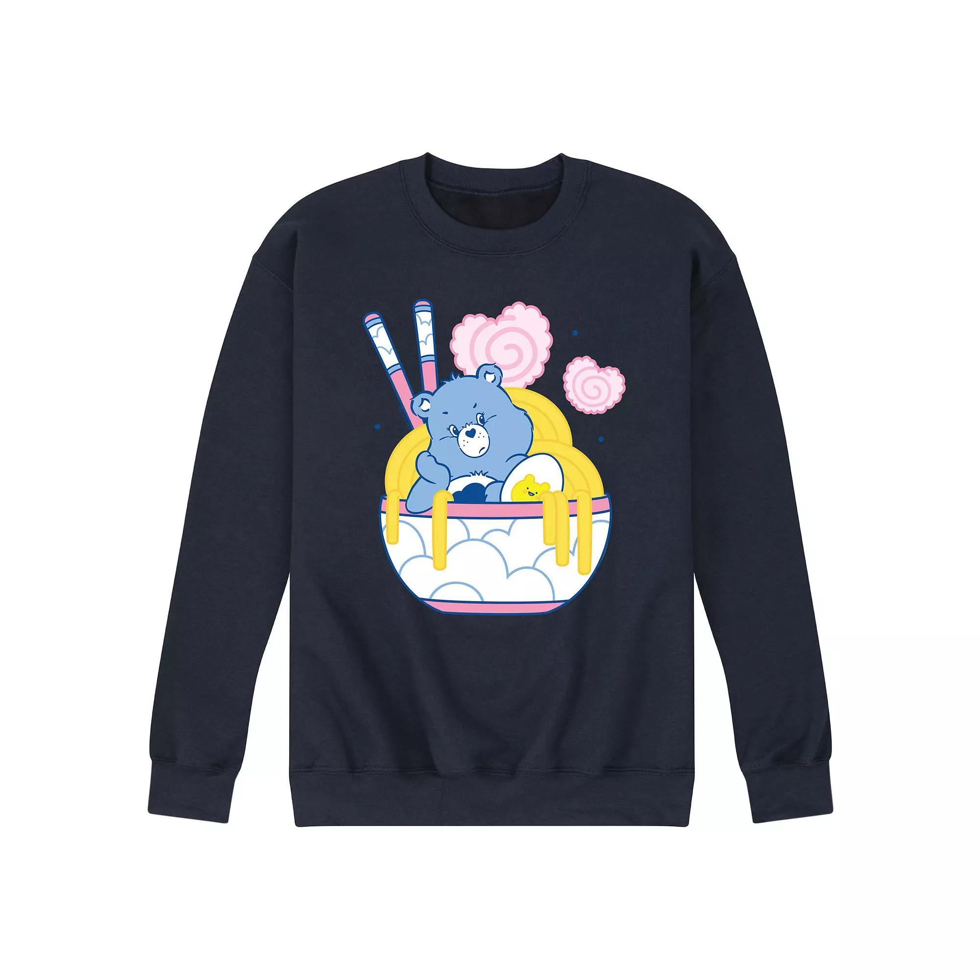 Men's Care Bears Grumpy Ramen Bowl Fleece Sweatshirt, Size: Medium, Blue Product Image