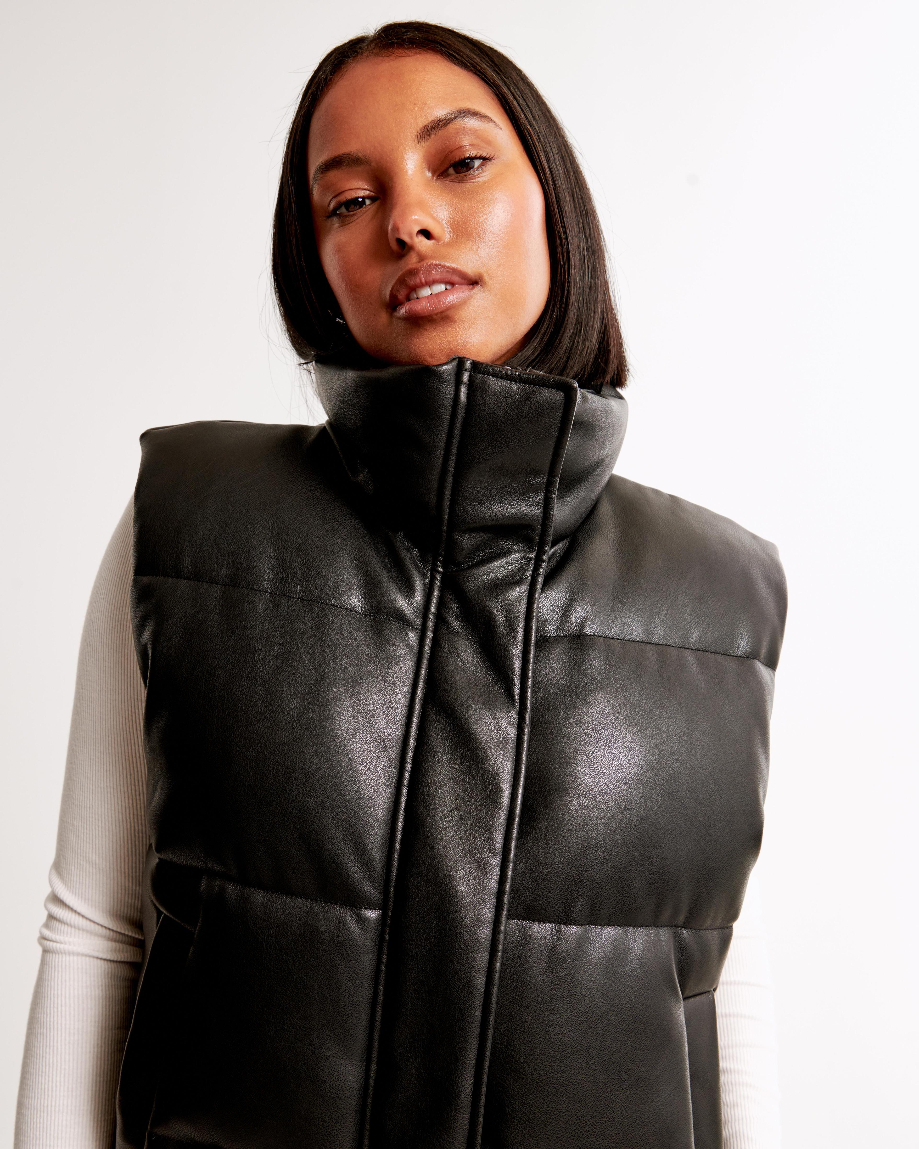 Vegan Leather Puffer Vest Product Image