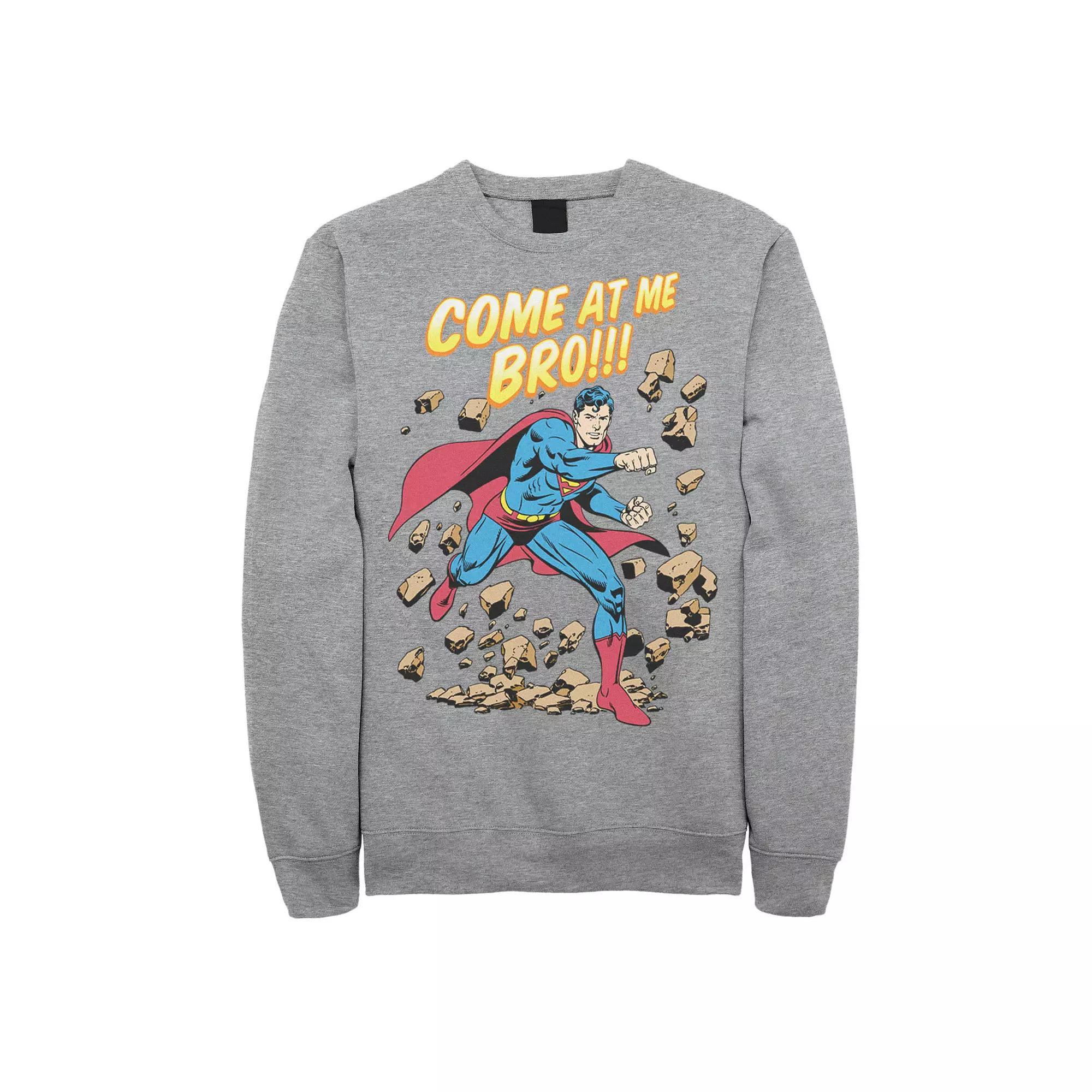 Men's DC Comics Superman Come At Me Bro Text Poster Graphic Fleece Pullover,  Product Image