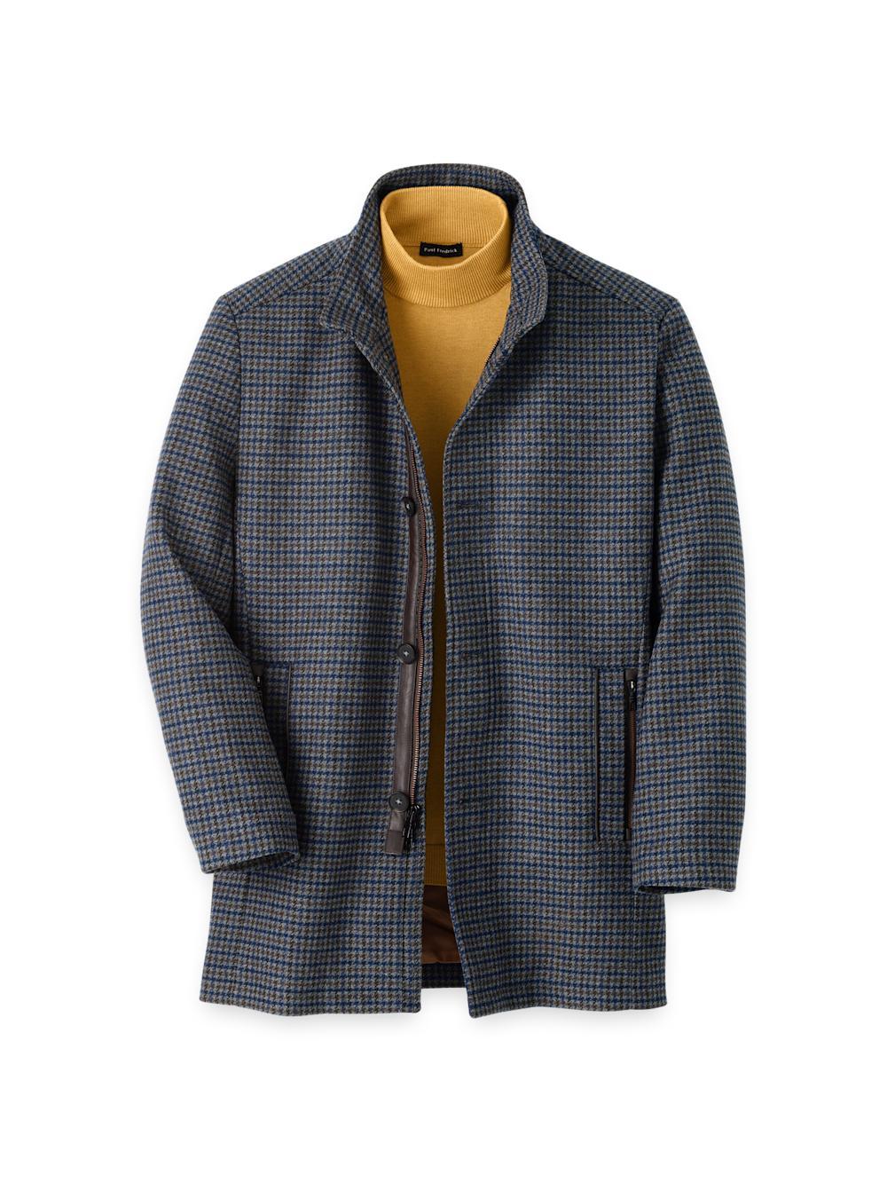 Wool Blend Check Carcoat - Multi Product Image