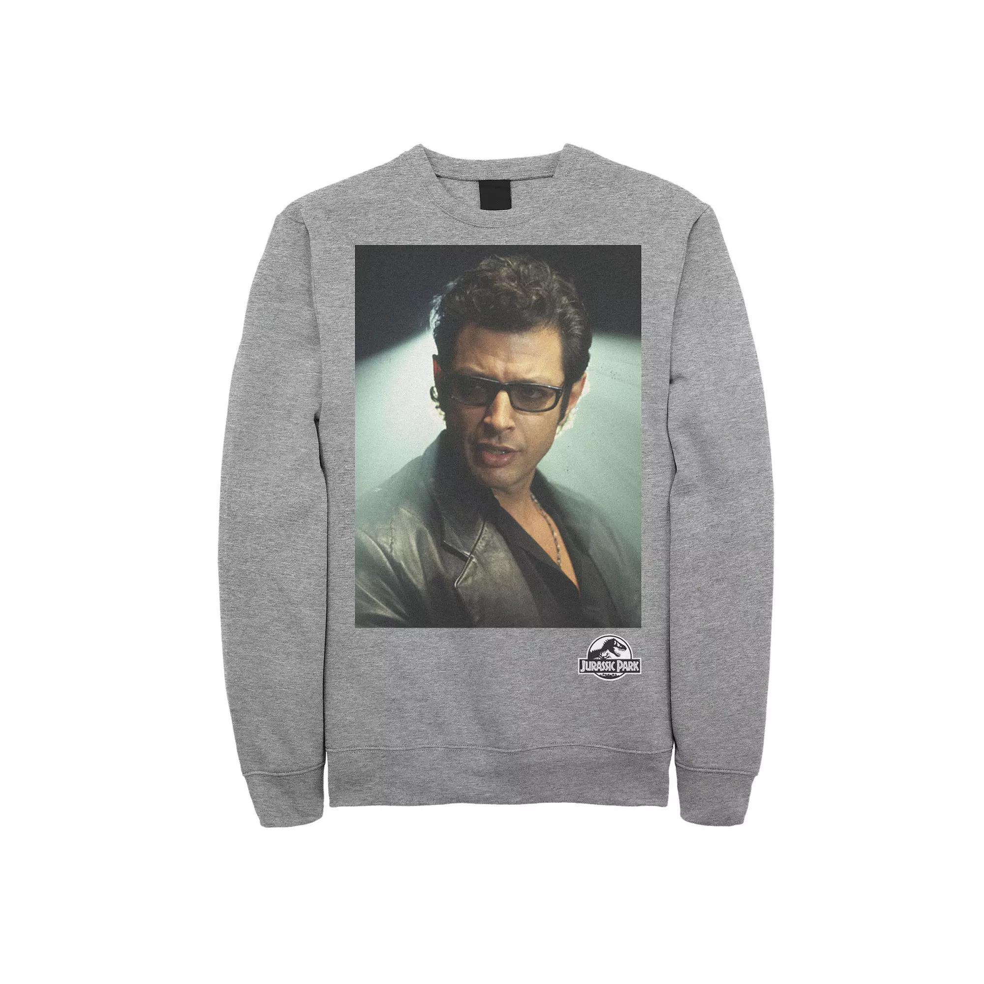 Men's Jurassic Park Ian Malcolm Head Shot Photo Graphic Graphic Fleece Pullover Pullover, Size: Large, Athletic Grey Product Image