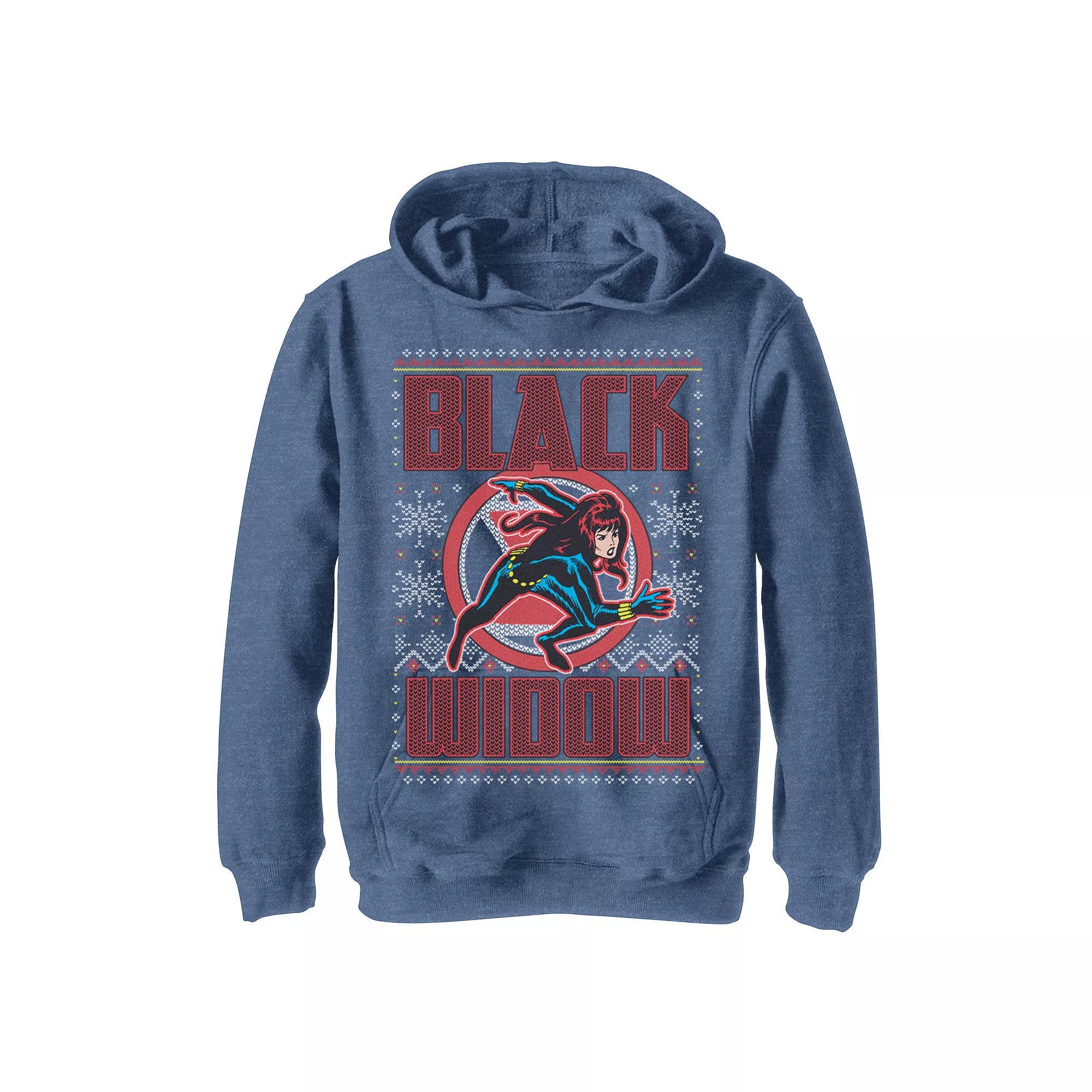 Men's Marvel Black Widow Ugly Christmas Sweatshirt,  Product Image