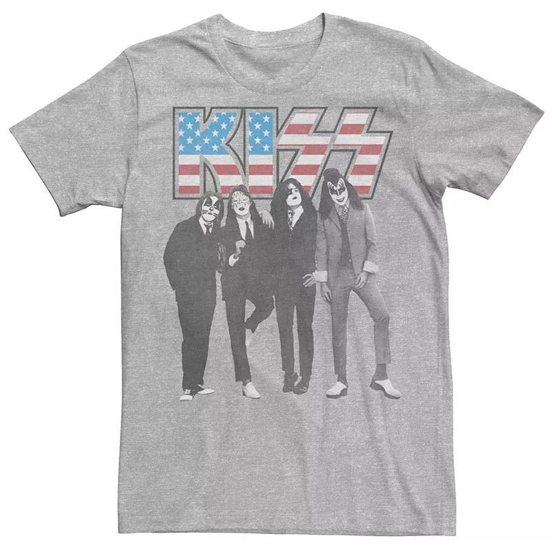 Mens KISS American Flag Tee Athletic Grey Product Image