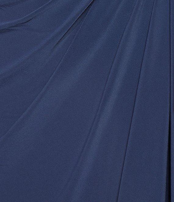 Alex Evenings Petite Size Embellished Boat Neck 3/4 Sleeve Ruched Side Slit Dress Product Image