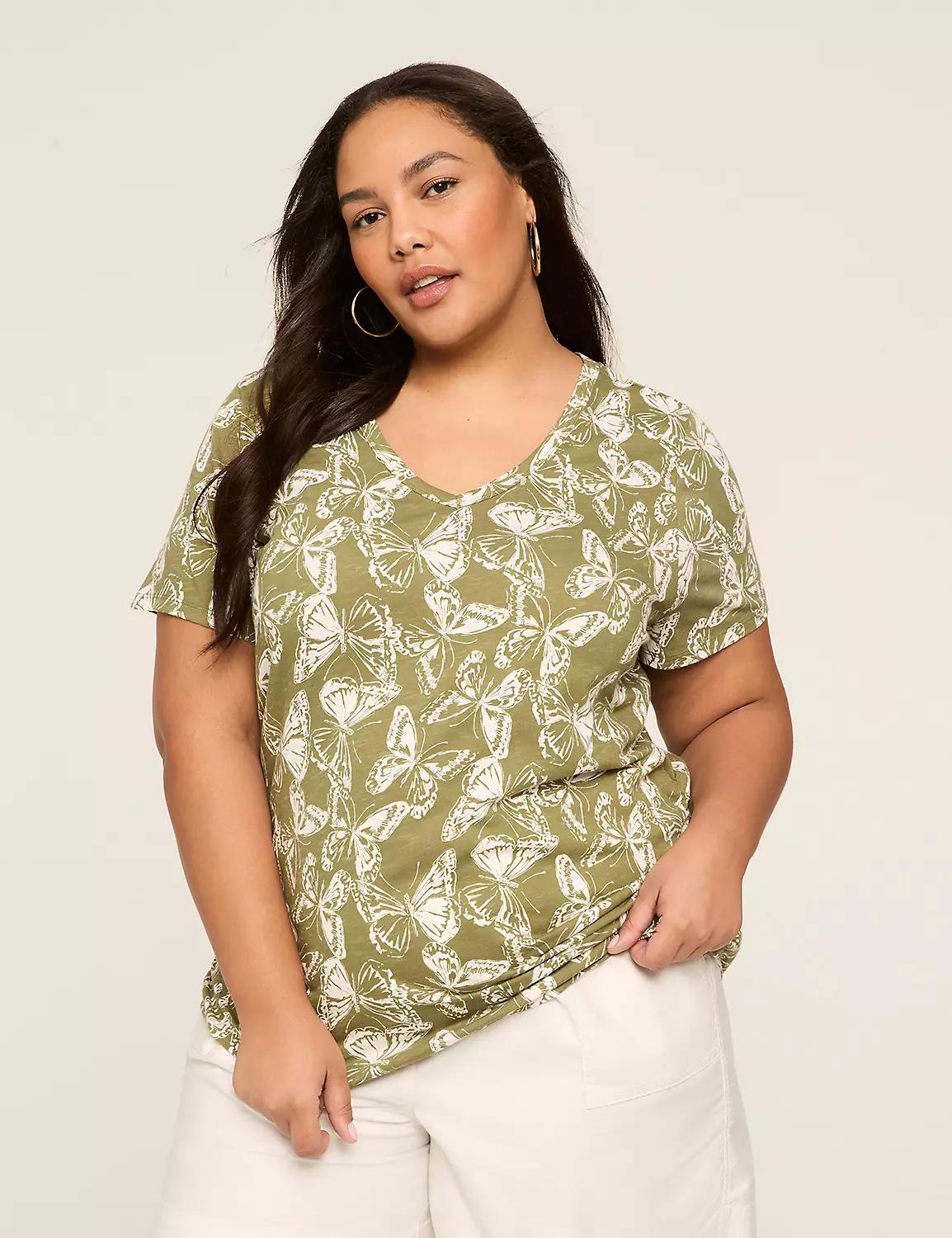 Short-Sleeve V-Neck Side-Ruched Tee Product Image