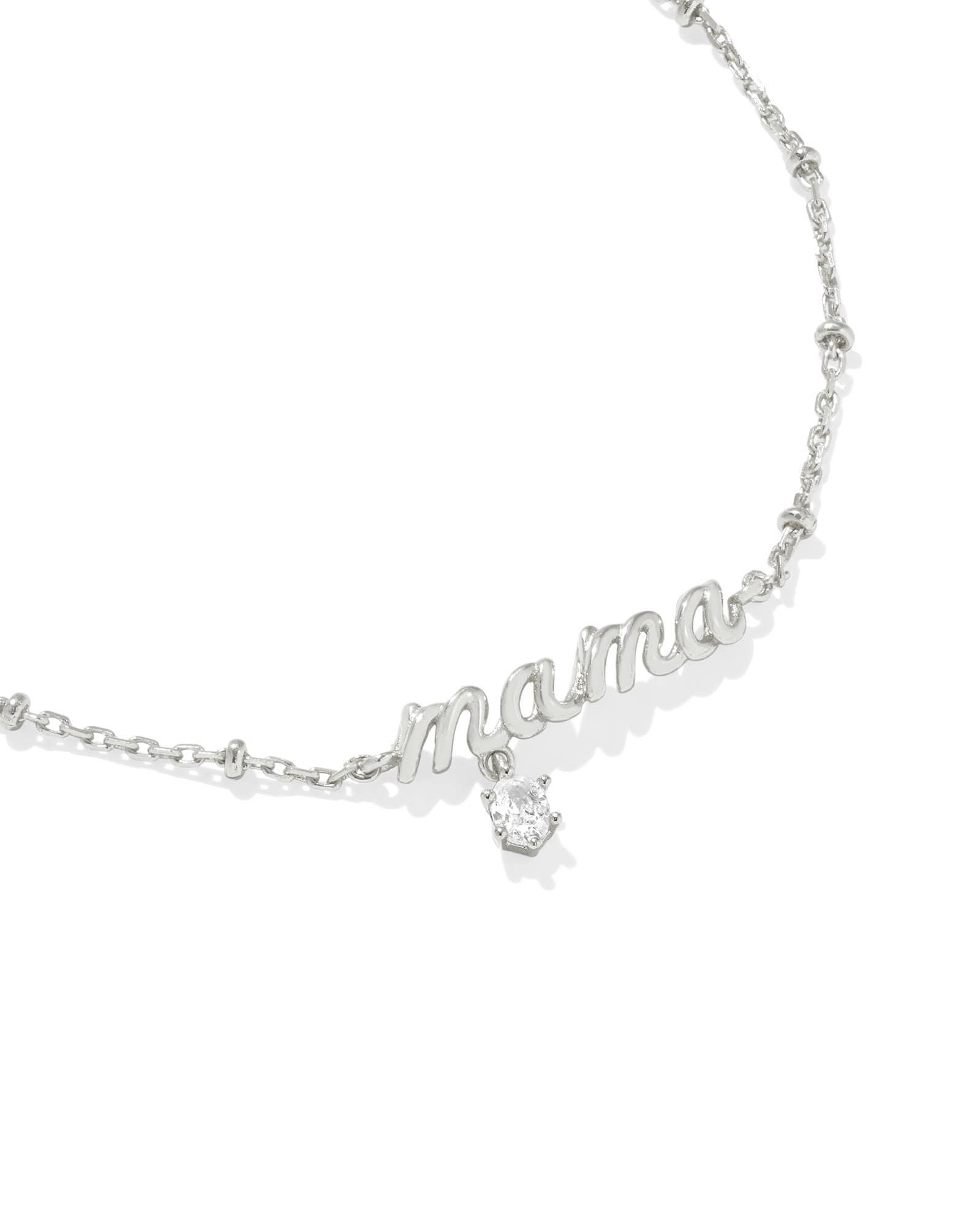Mama Silver Crystal Delicate Chain Bracelet Product Image
