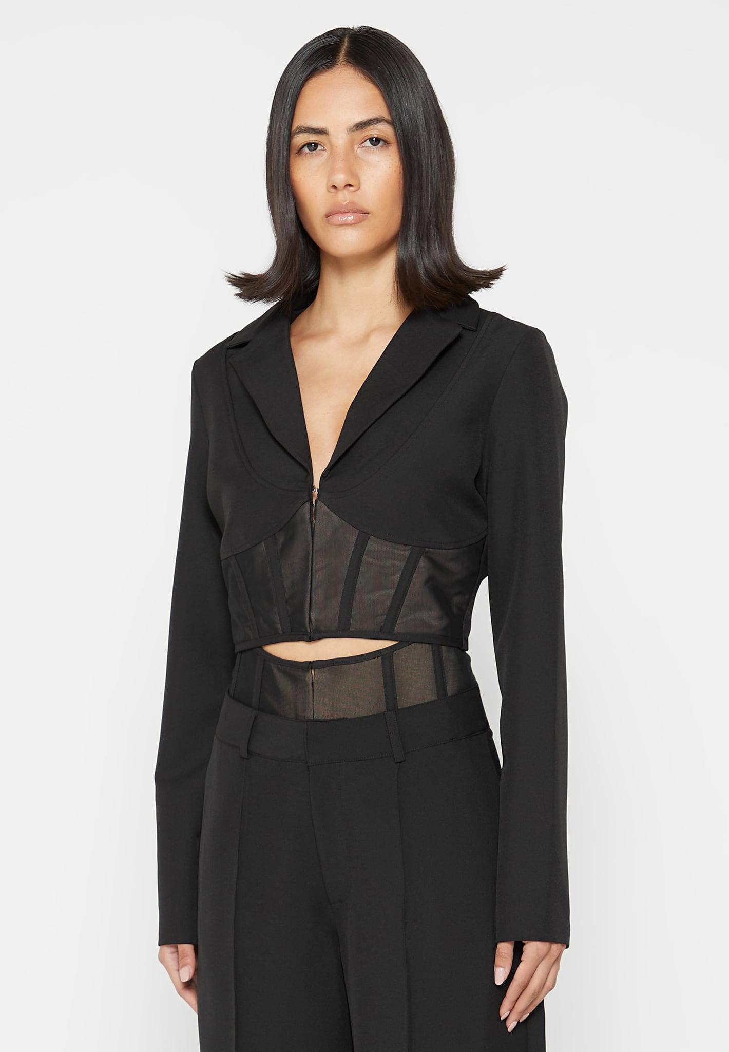 Blazer with Mesh Corset - Black Female Product Image