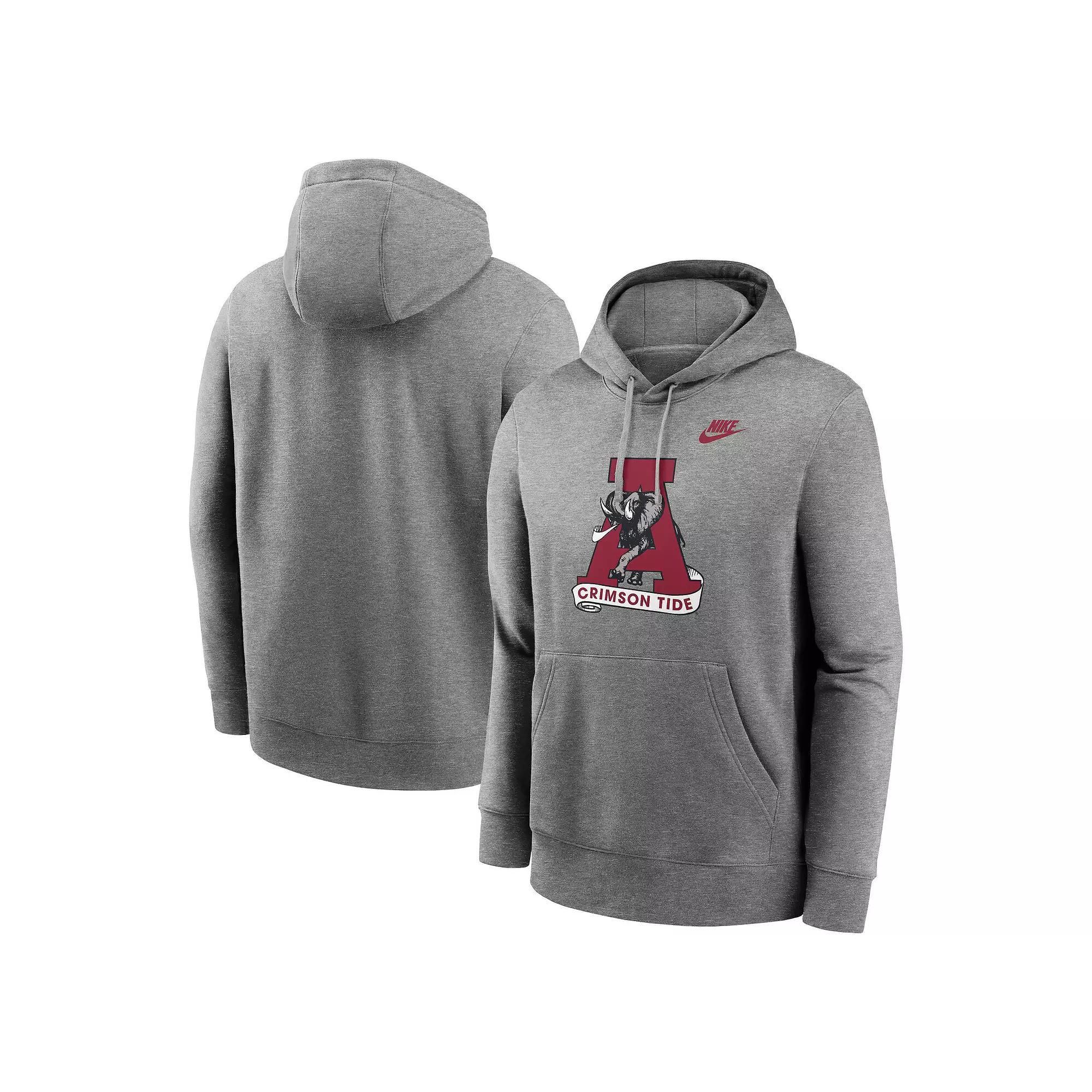 Men's Nike Heather Gray Alabama Crimson Tide Legacy Logo Club Fleece Pullover Hoodie,  Product Image