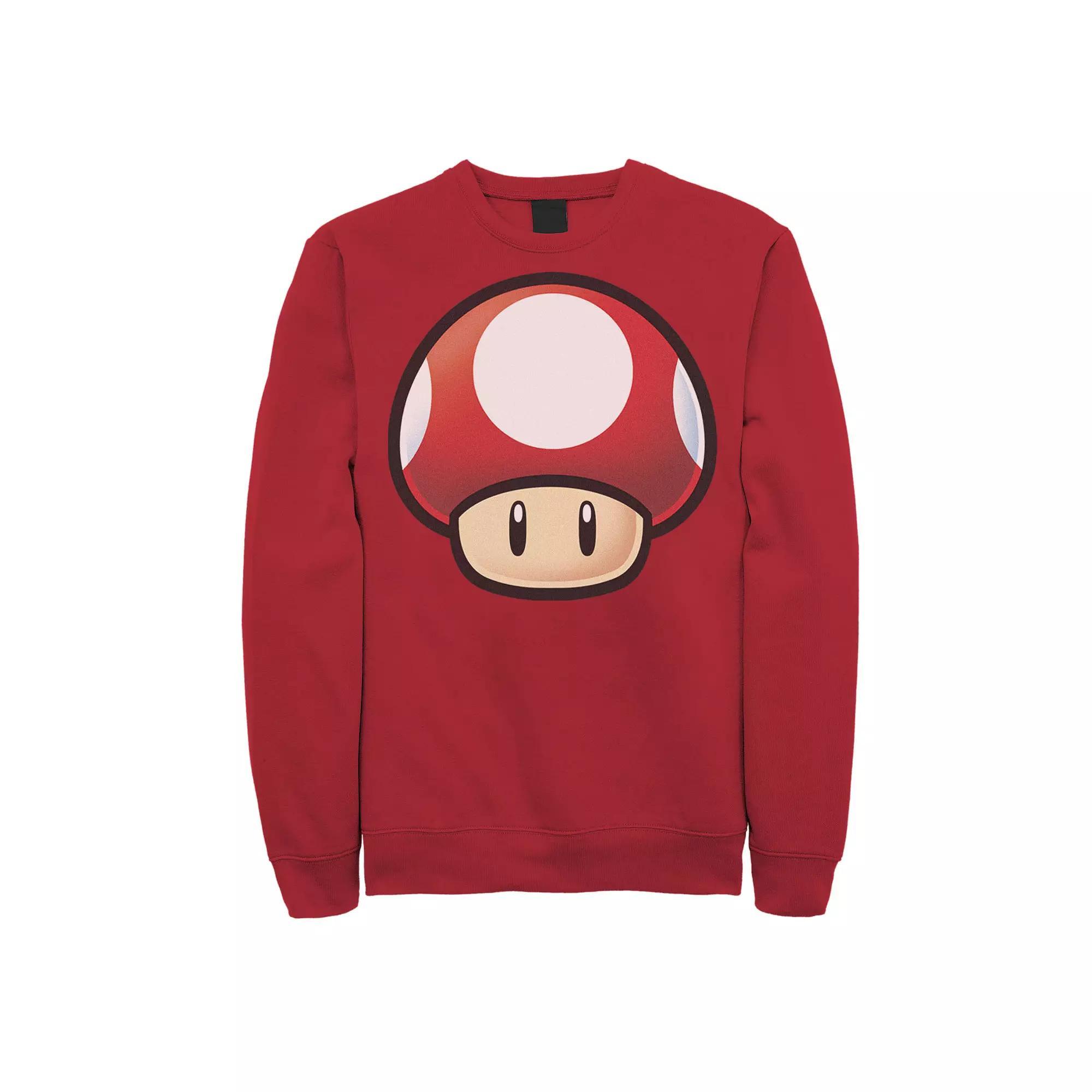 Men's Nintendo Super Mario Red Mushroom Big Face Sweatshirt,  Product Image