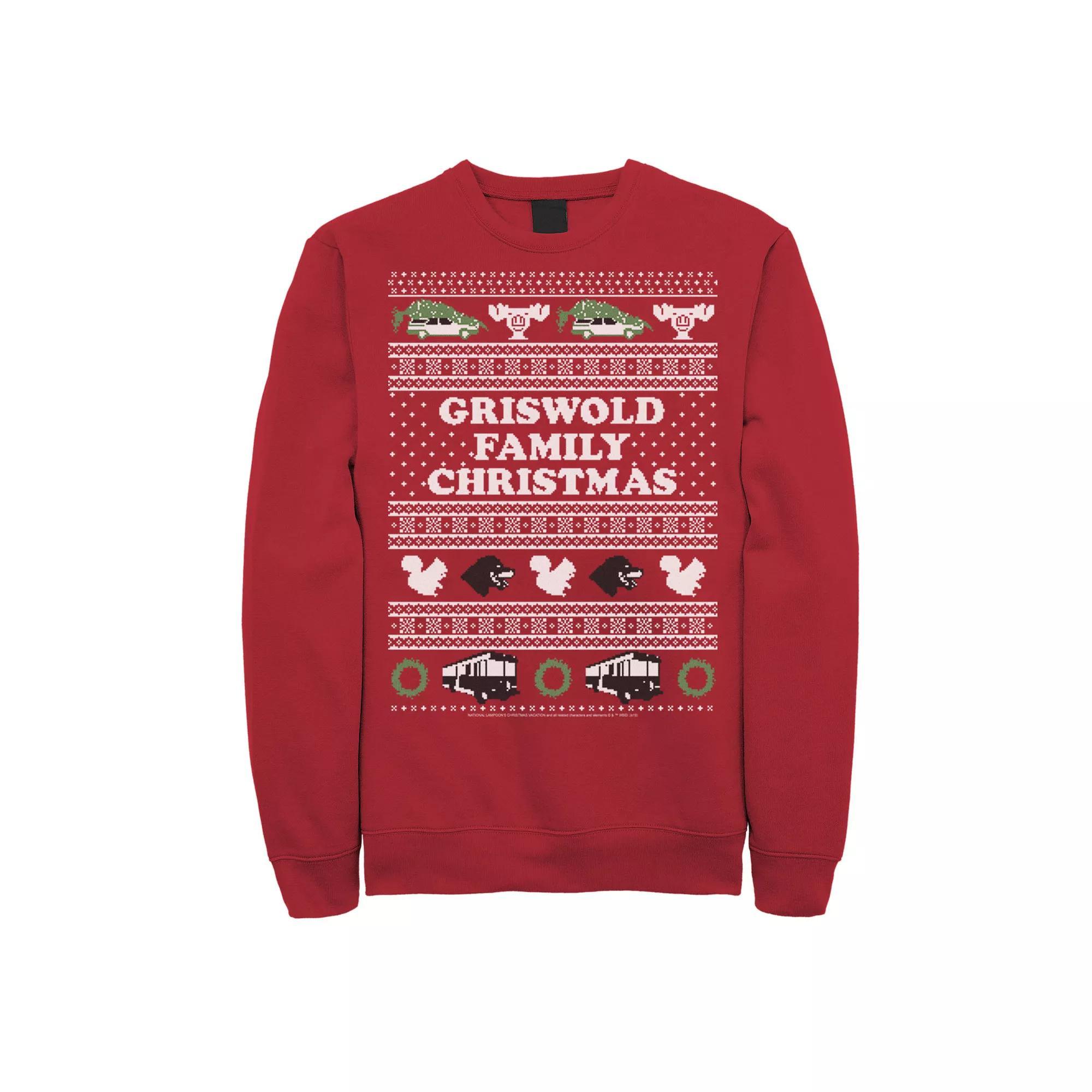 Men's National Lampoon's Christmas Vacation Logo Ugly Sweater Sweatshirt, Size: Large, Red Product Image