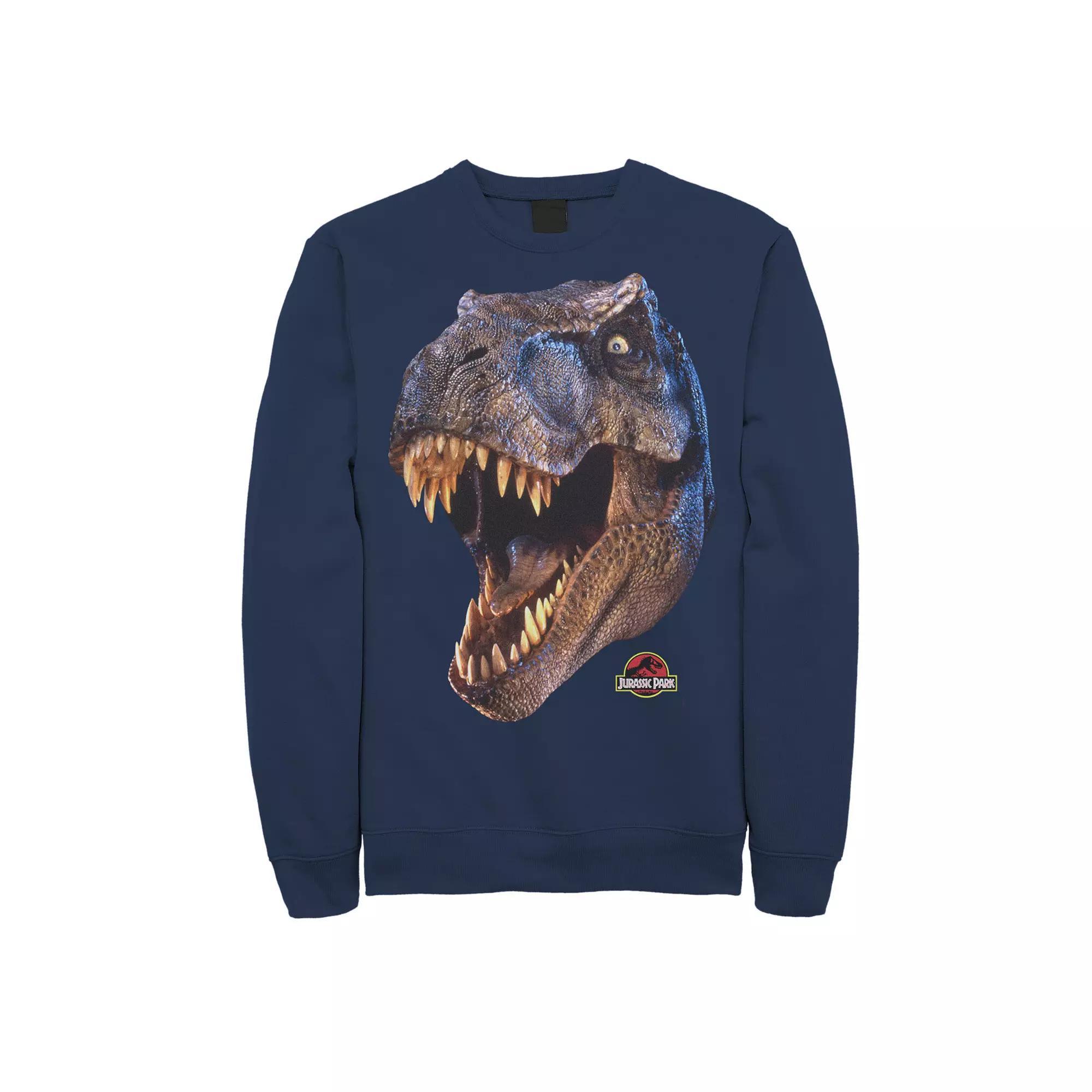 Men's Jurassic Park T-Rex Head Roar Fleece Graphic Pullover, Size: Medium, Blue Product Image