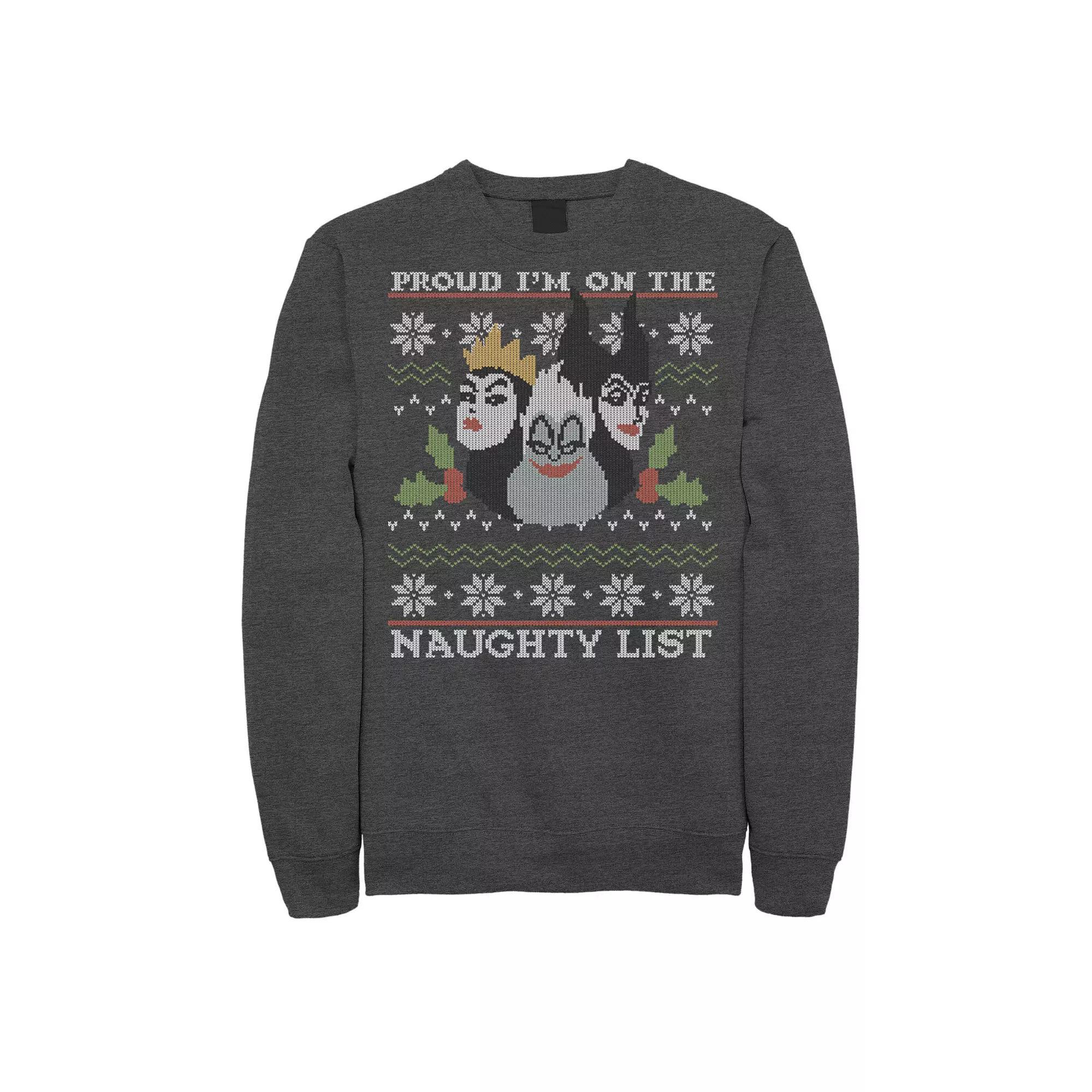 Men's Disney Villains Proud To Be On The Naughty List Ugly Sweater Fleece,  Product Image
