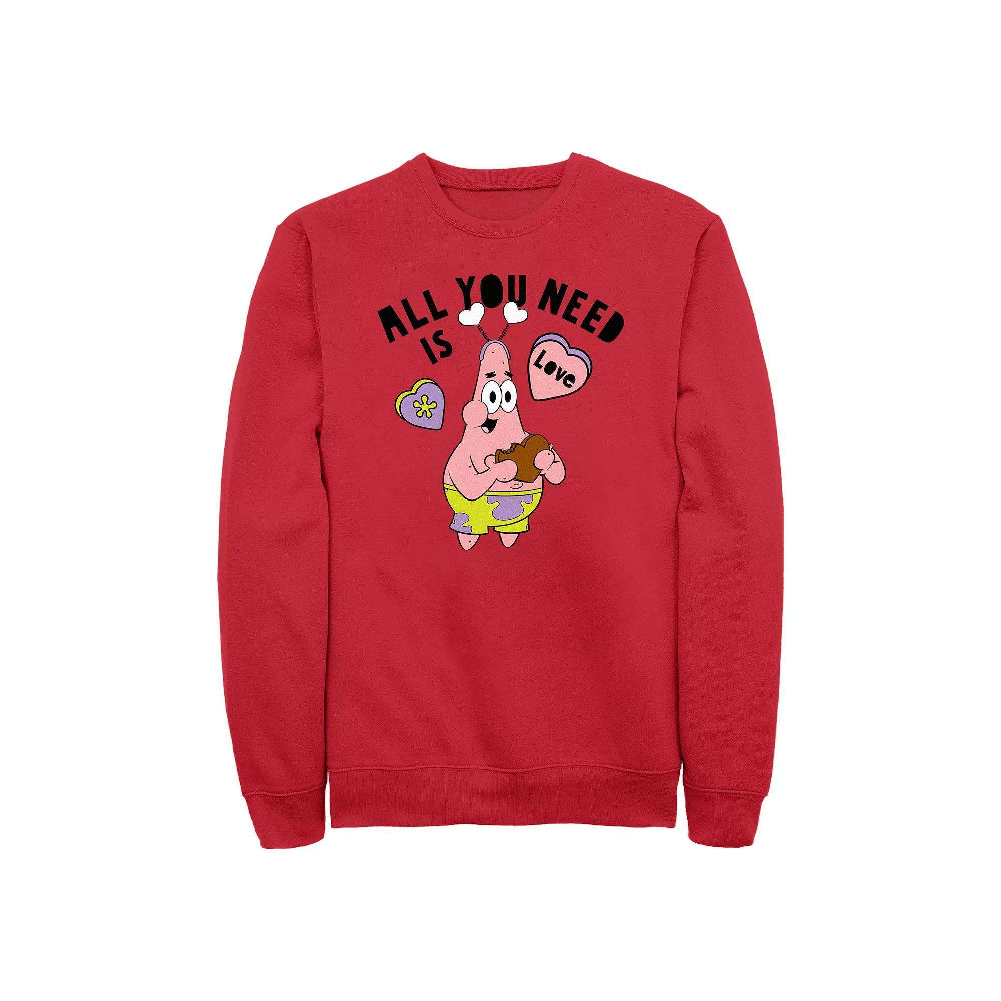 Men's SpongeBob SquarePants Patrick All You Need Is Love Graphic Fleece, Size: Medium, Red Product Image