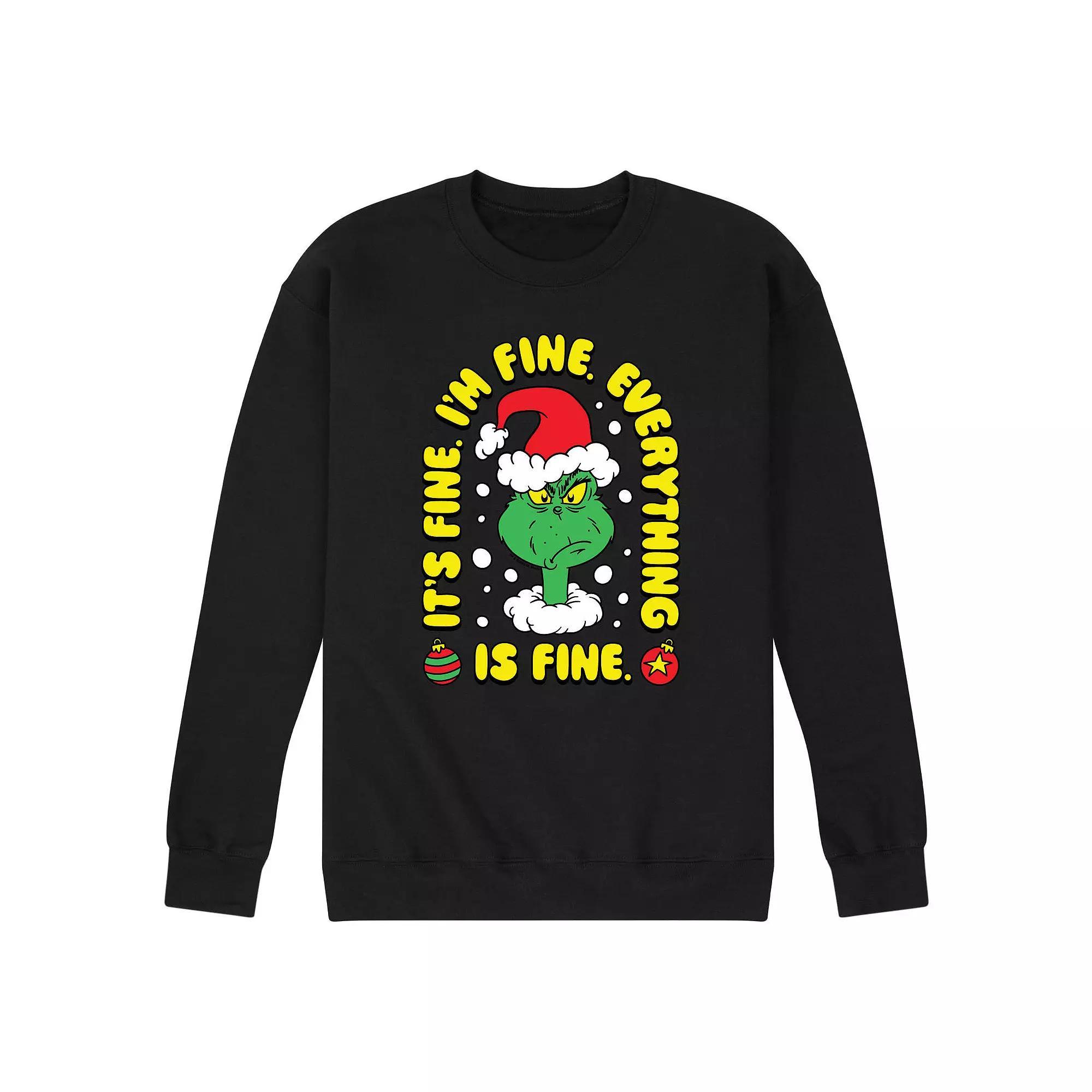Men's Dr. Seuss The Grinch Everything Is Fine Fleece Sweatshirt,  Product Image