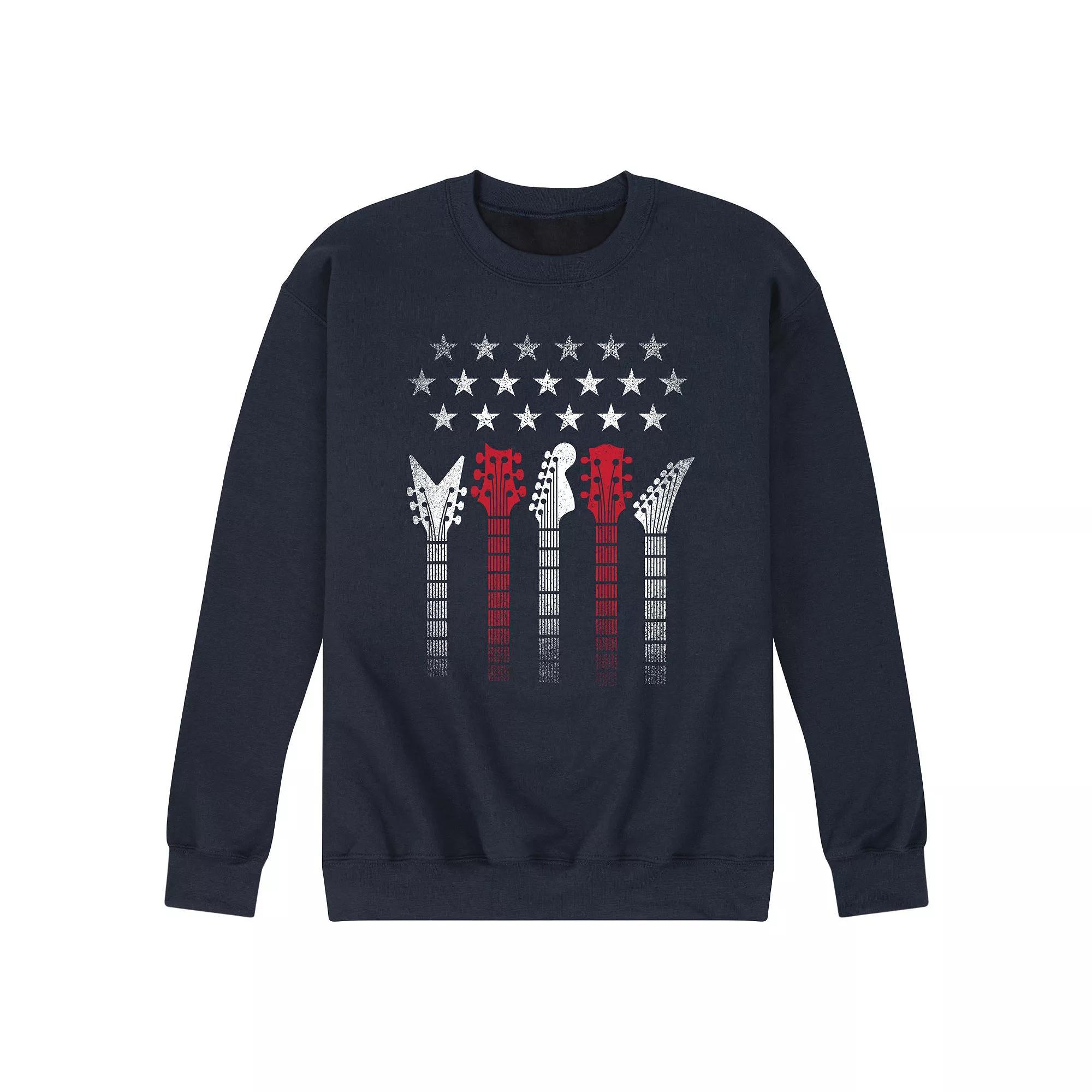 Men's Americana Flag Guitars Fleece Sweatshirt,  Product Image