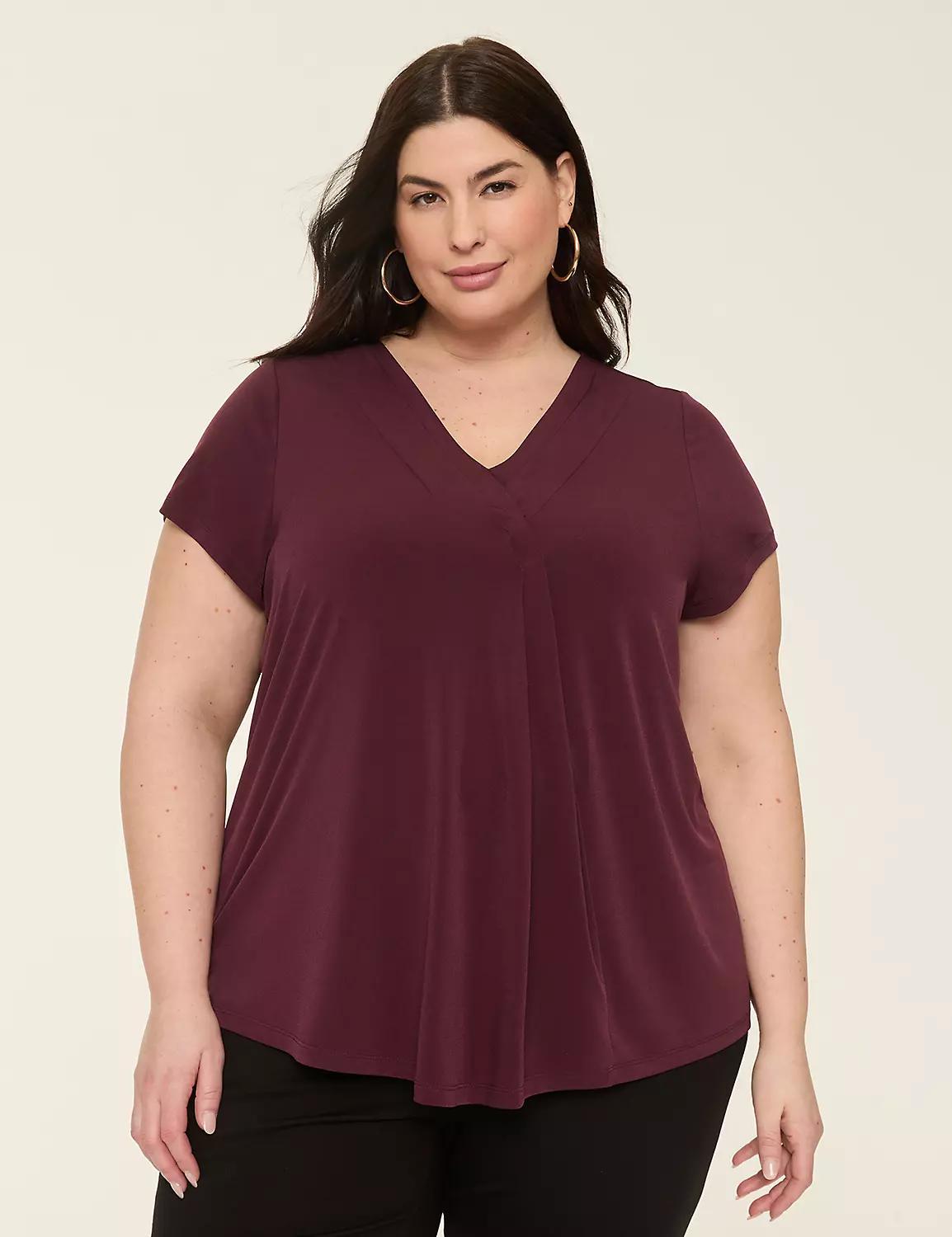 Cap-Sleeve Pleat-Front Top Product Image