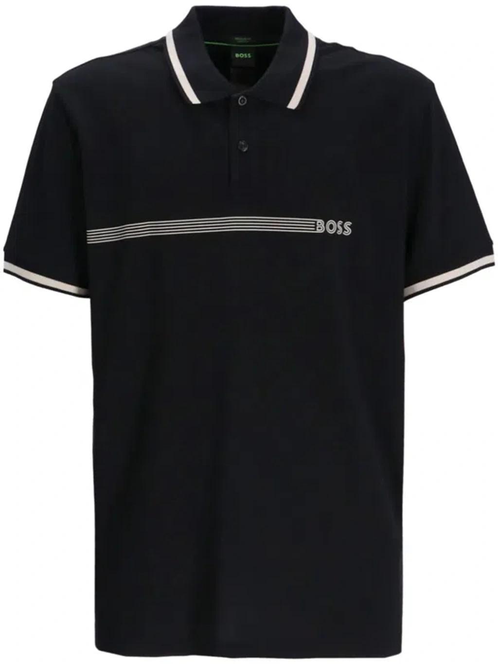 HUGO BOSS Logo-print Cotton Polo Shirt In Black Product Image