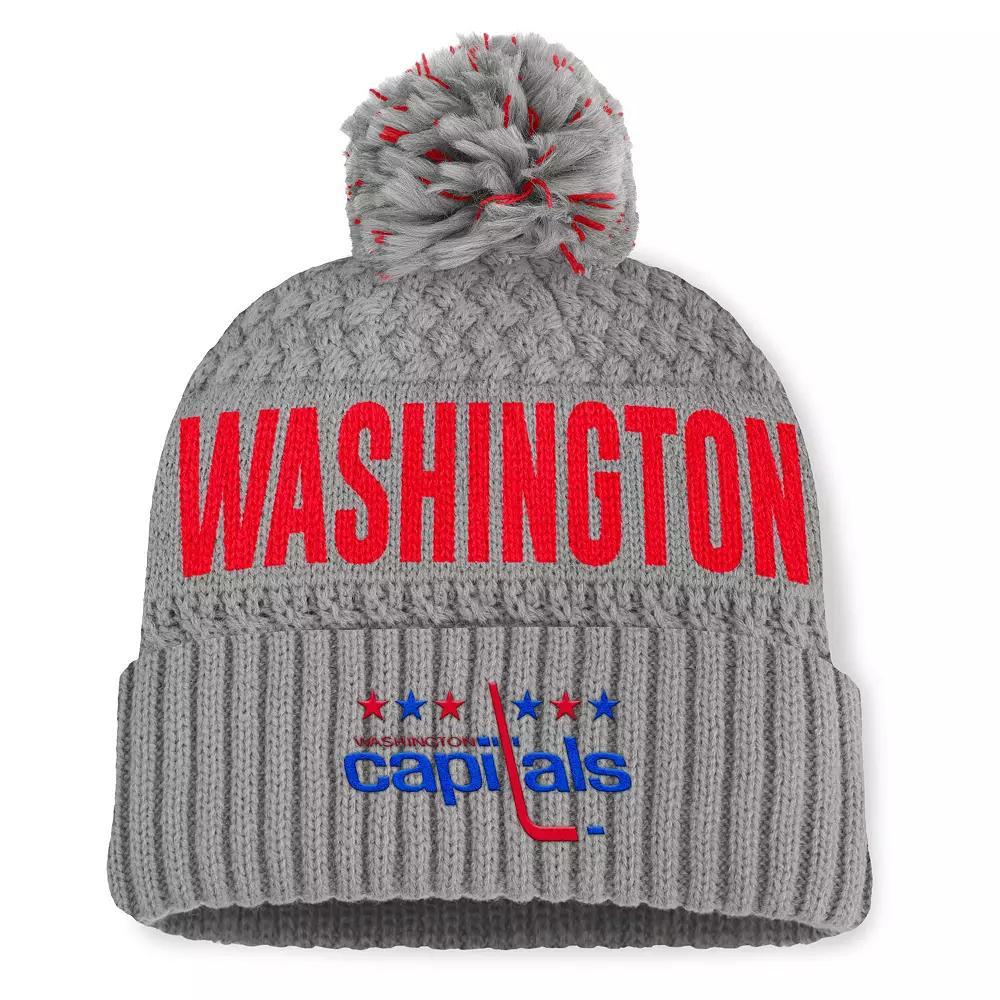Women's Fanatics Gray Washington Capitals Heritage Tilly Cuffed Knit Hat with Pom, Grey Product Image