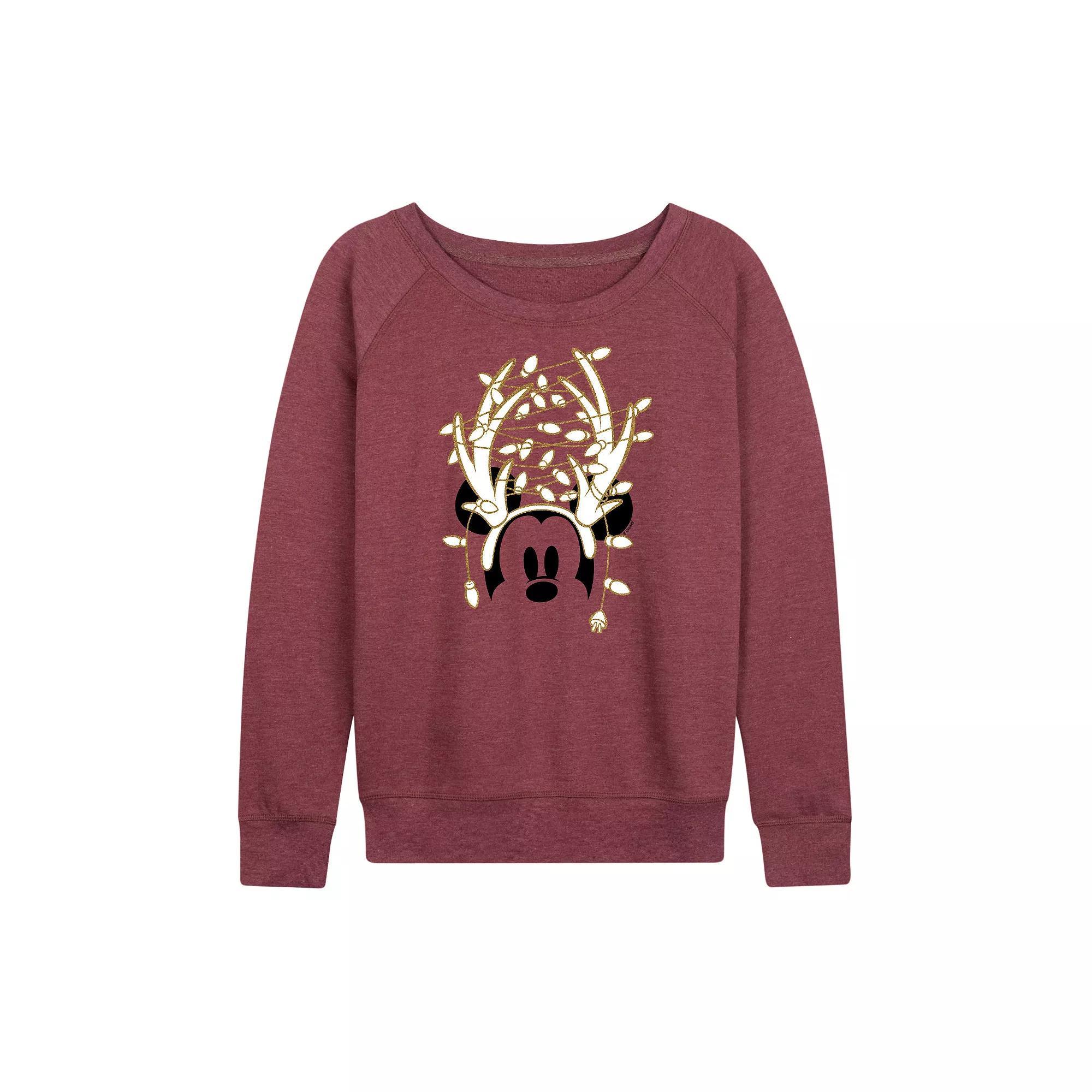 Disney's Mickey Mouse Women's Gold Antlers French Terry Long Sleeve Tee,  Product Image