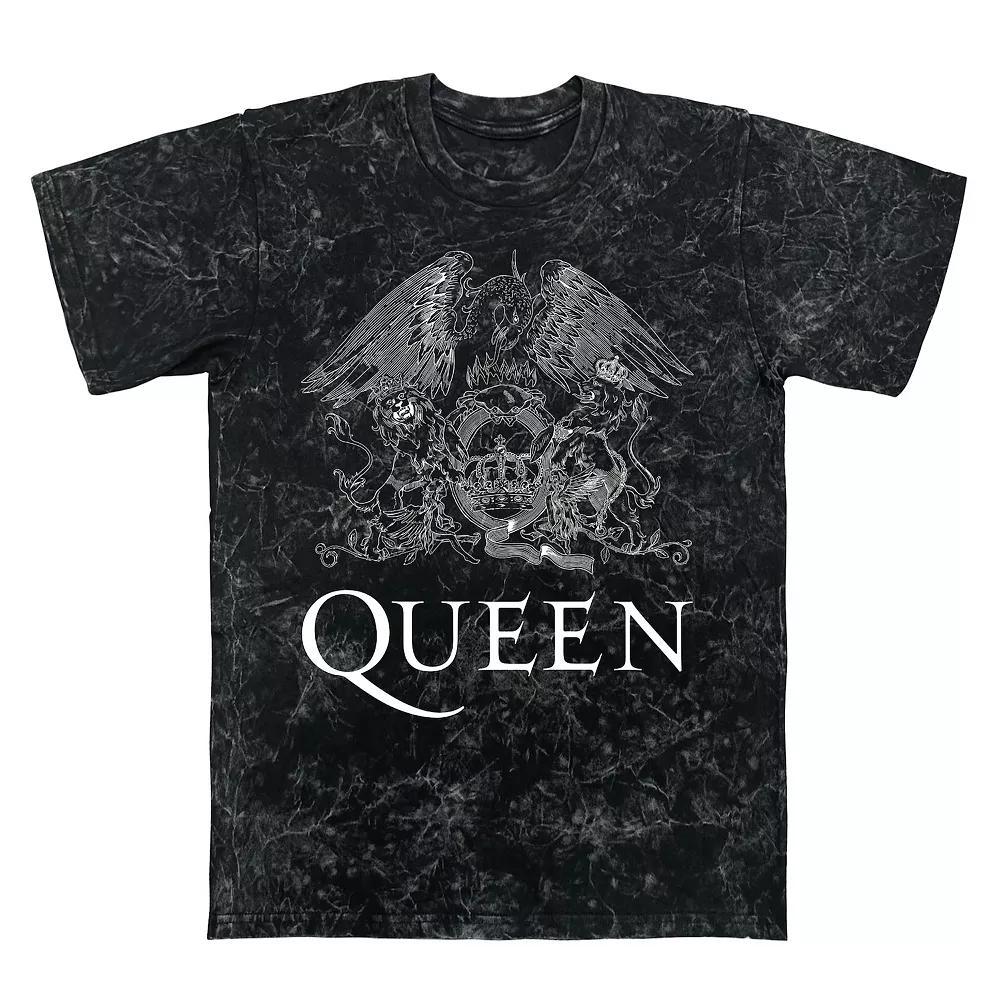 Men's Queen Crest Logo Mineral Wash Graphic Tee, Size: Large, Black Mineral Wash Product Image