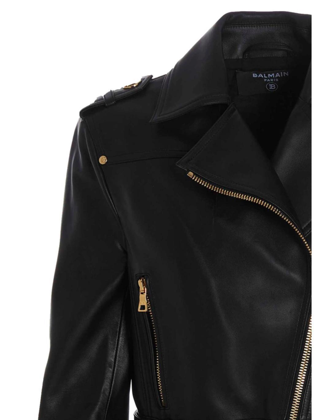 Belted Cropped Jacket In Black Product Image