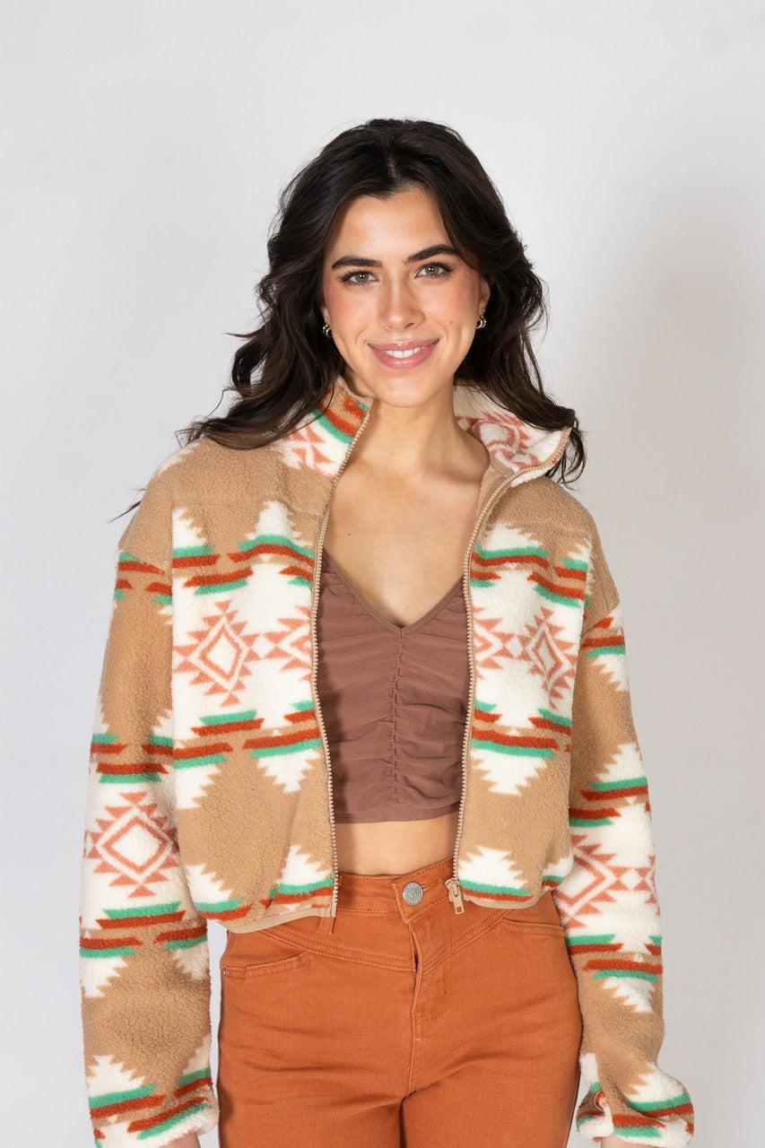 Khaki Printed Sherpa Product Image
