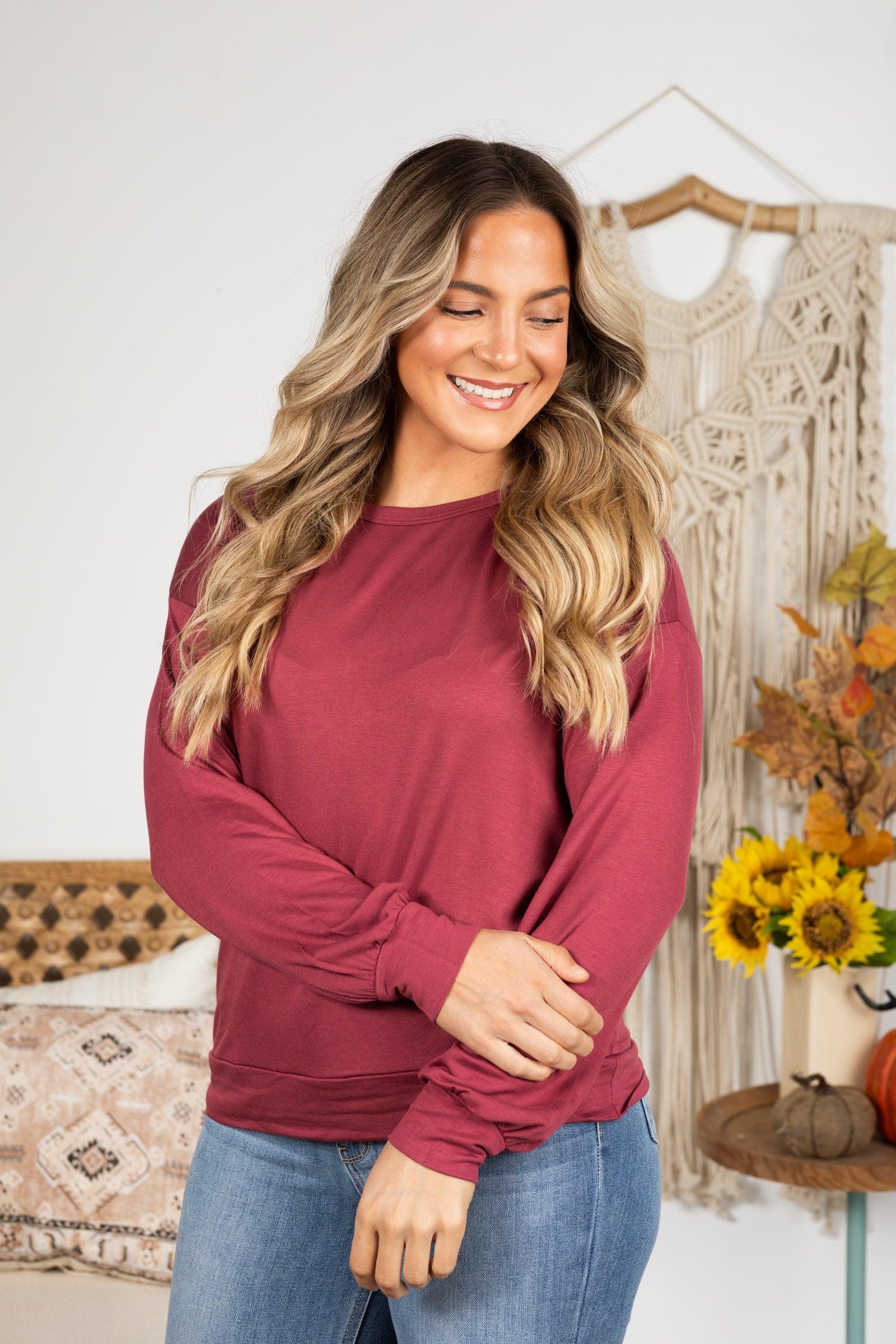 Long Sleeve Relaxed Fit Terry Knit Top Product Image