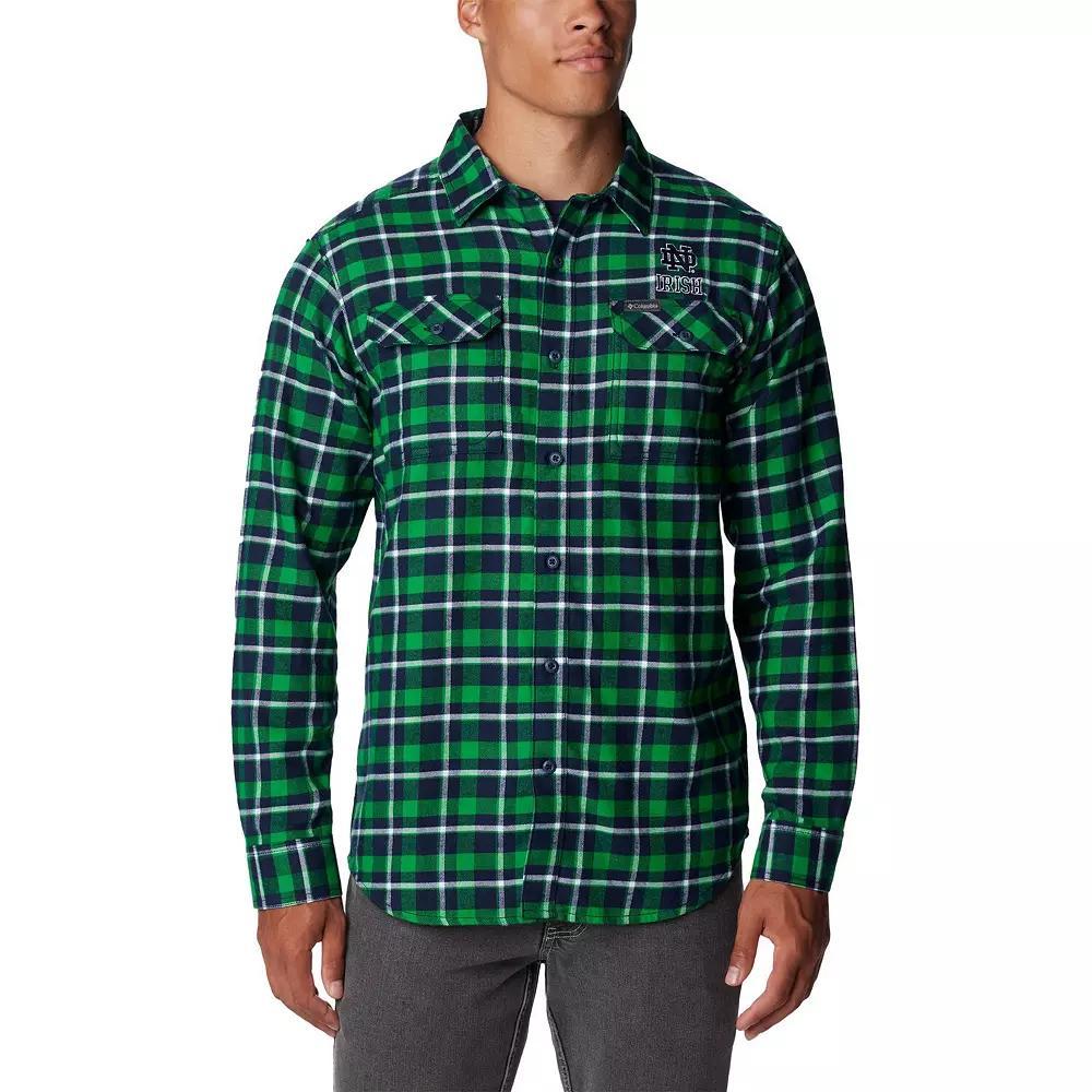 Columbia Green Notre Dame Fighting Irish Flare Gun Flannel Long Sleeve Shirt, Men's,  Product Image