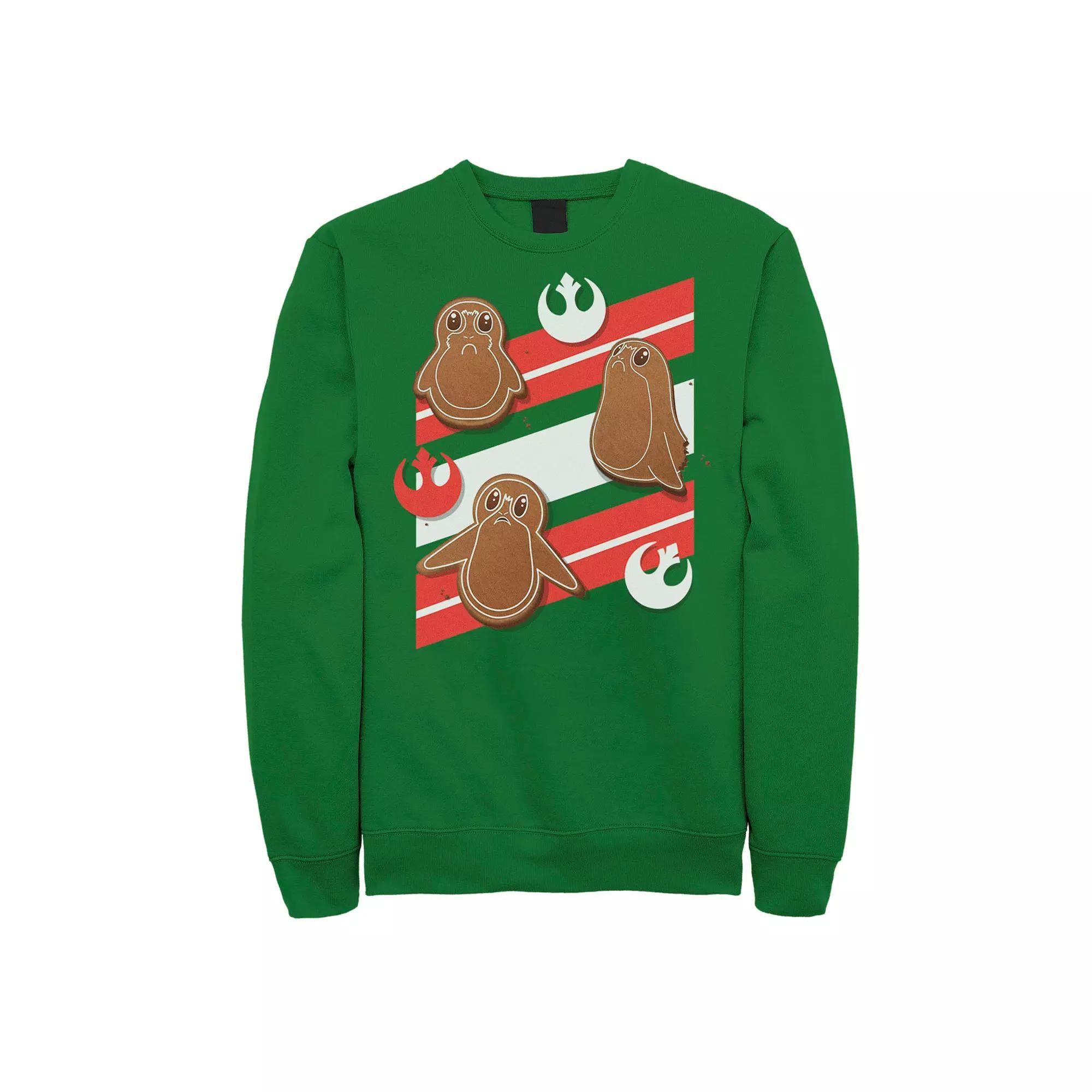 Men's Star Wars Porg Gingerbread Cookies Christmas Sweatshirt, Size: XL, Kelly Product Image