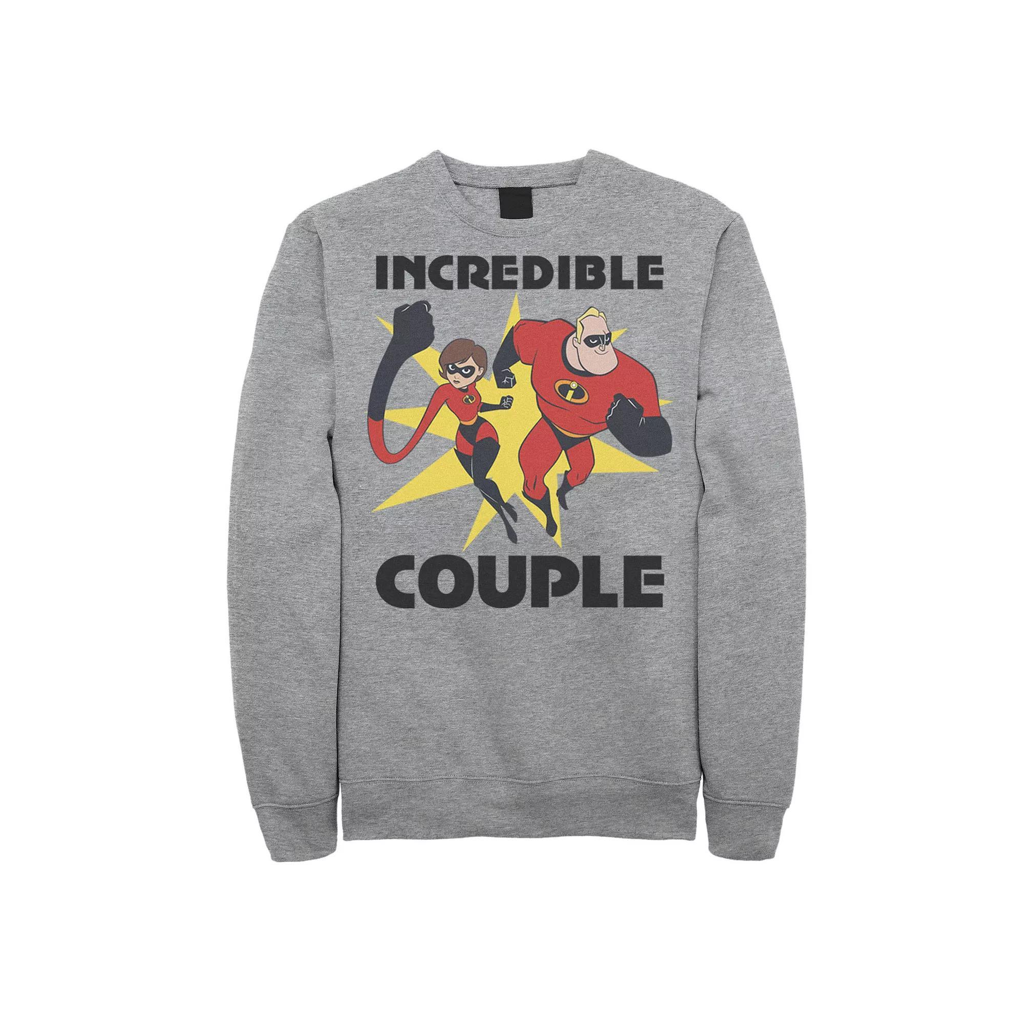 Disney / Pixar's The Incredibles 2 Men's Incredible Couple Duo Portrait Sweatshirt, Size: XXL, Athletic Grey Product Image
