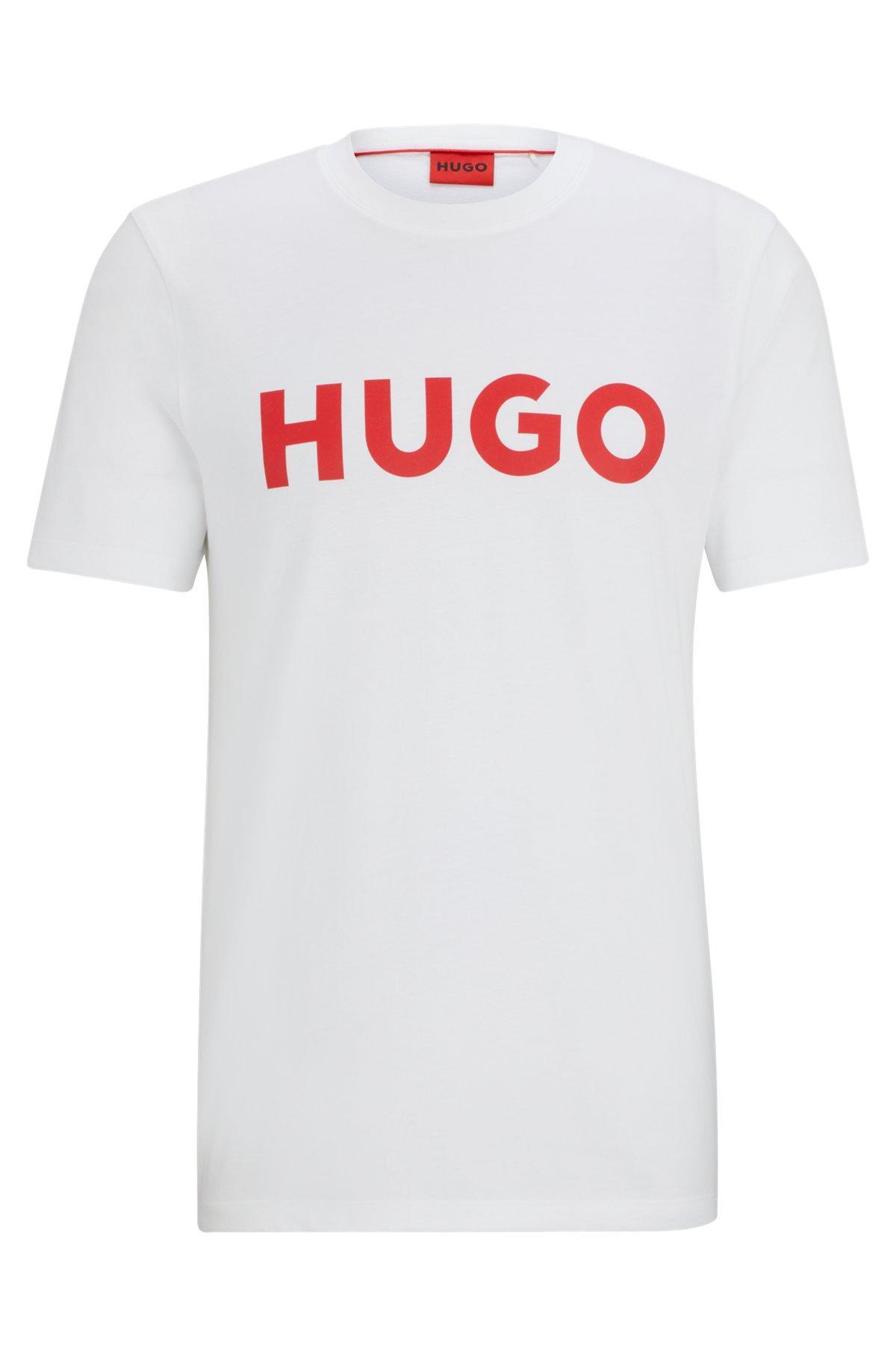 HUGO - Regular-fit T-shirt in cotton jersey with logo artwork - White Product Image