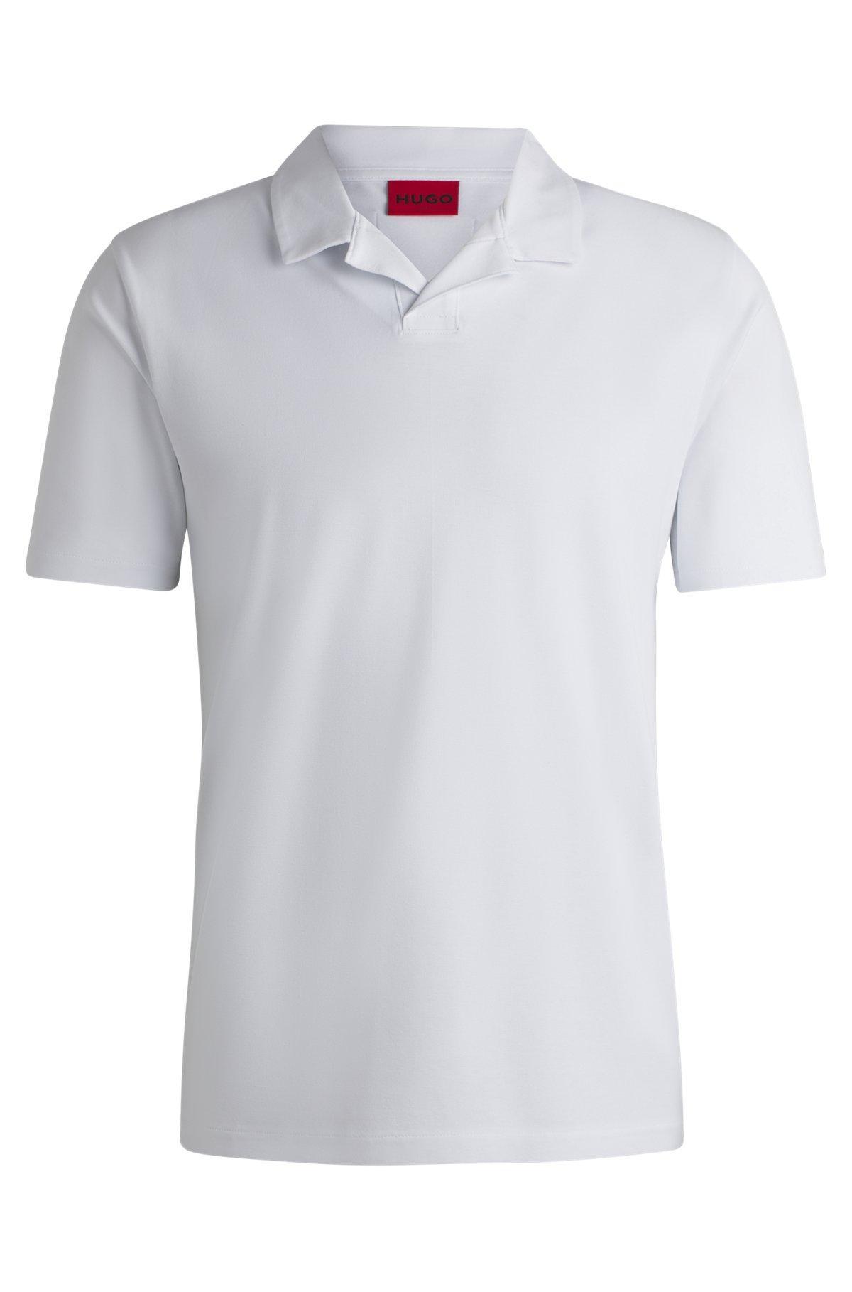 Slim-fit stretch-cotton polo shirt with Johnny collar Product Image