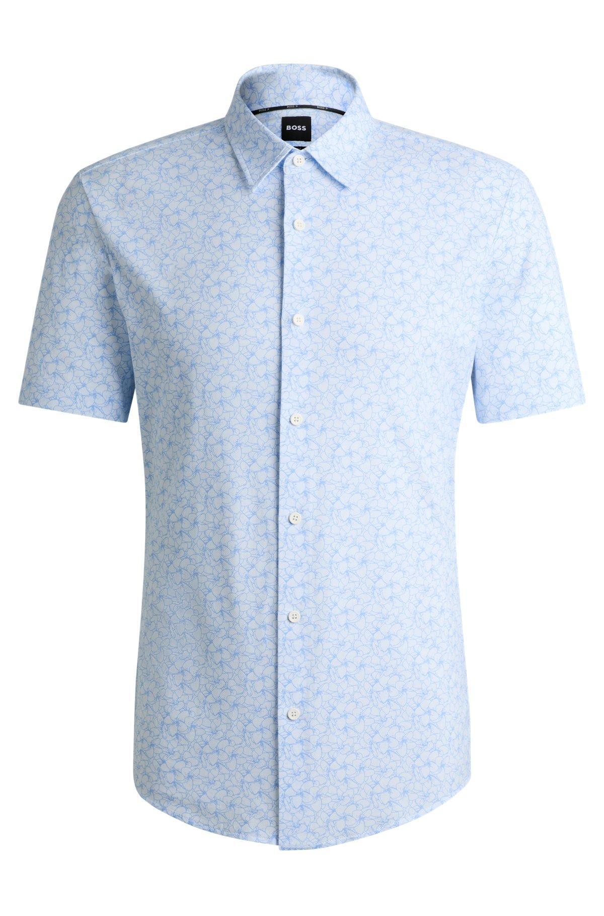 Slim-fit shirt in floral-print performance fabric Product Image