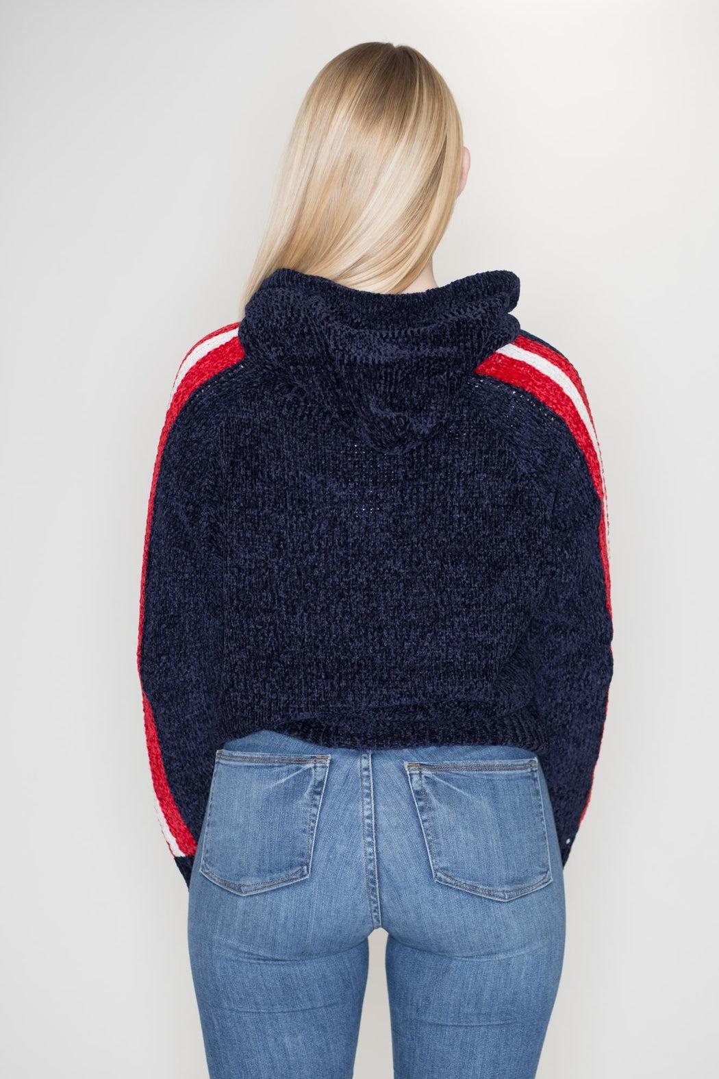 Chenille Striped Hoodie Product Image