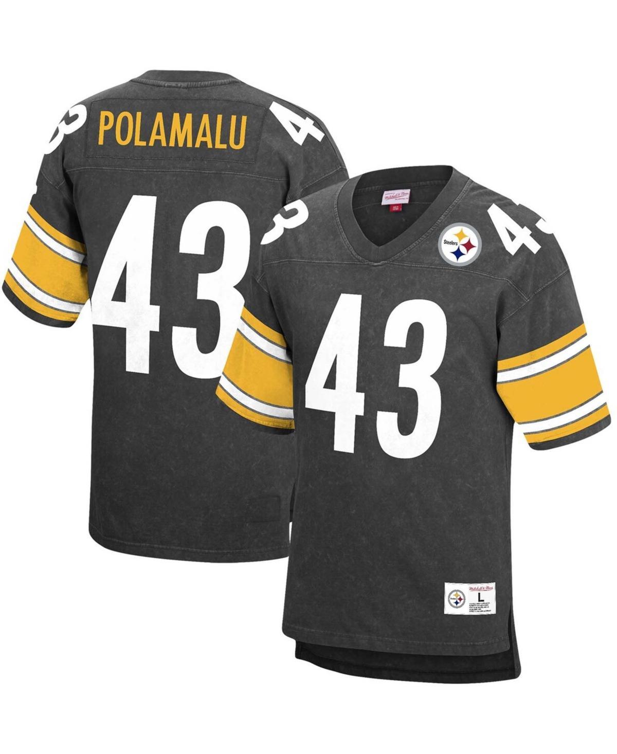 Mens Mitchell & Ness Troy Polamalu Pittsburgh Steelers Retired Player Name & Number Acid Wash Top Product Image